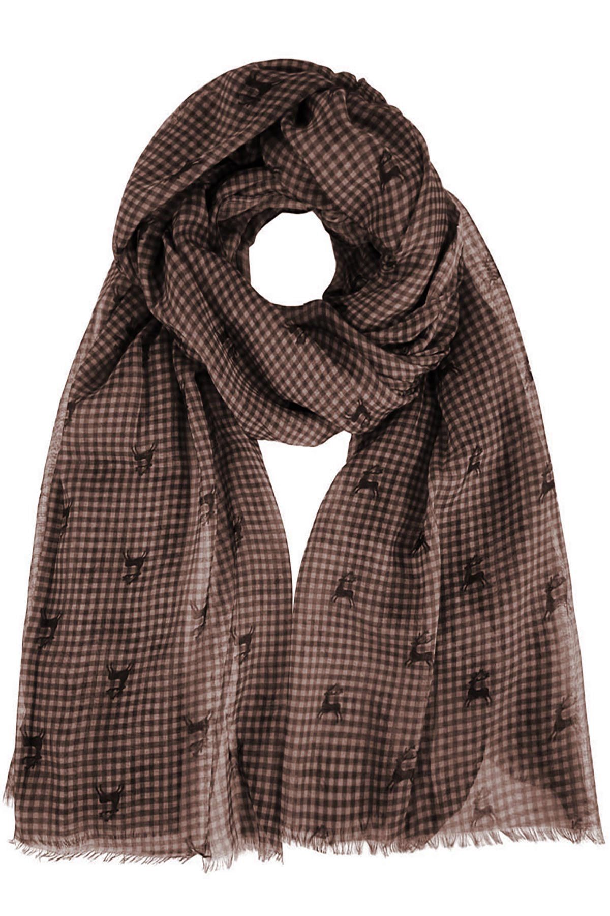 Trachtenland Schal Trachtenland Halstuch - Kariert Hirschmotiv 185x70 cm günstig online kaufen