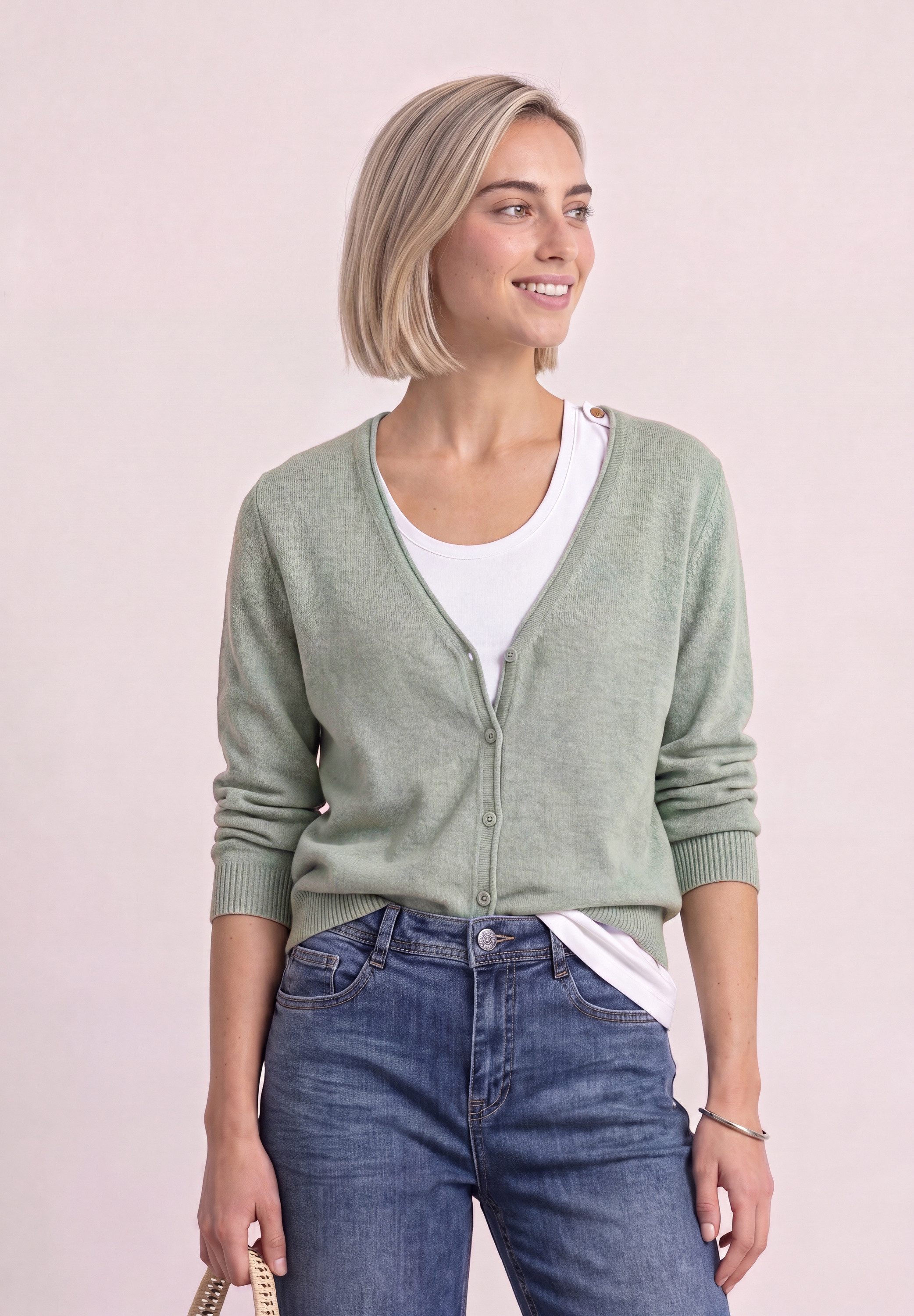 STREET ONE Cardigan mit V-Neck und Knopfleiste