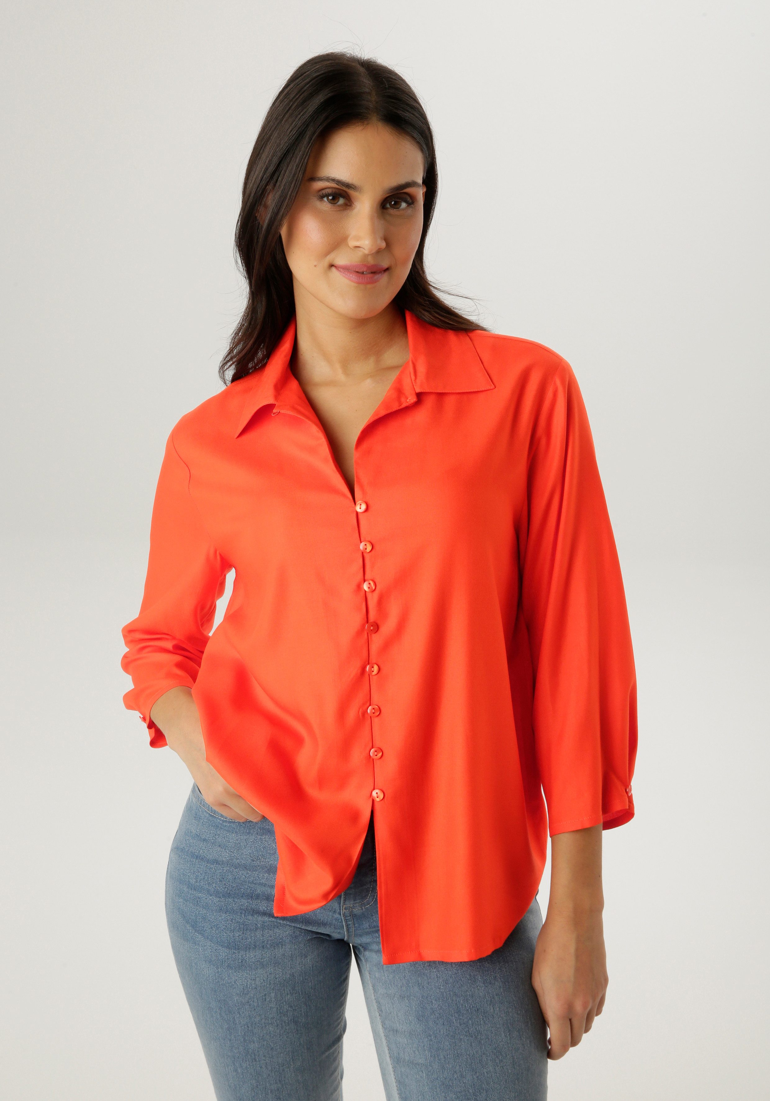 Aniston SELECTED Hemdbluse mit Hemdkragen und 3/4-langen Ärmeln
