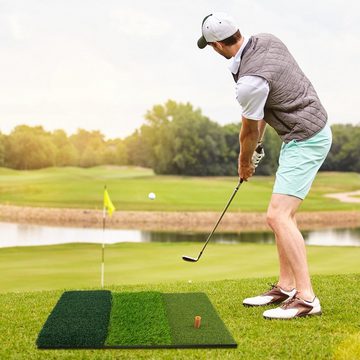 COSTWAY Golf-Abschlagmatte Golfmatte, klappbar mit 2 Teehaltern