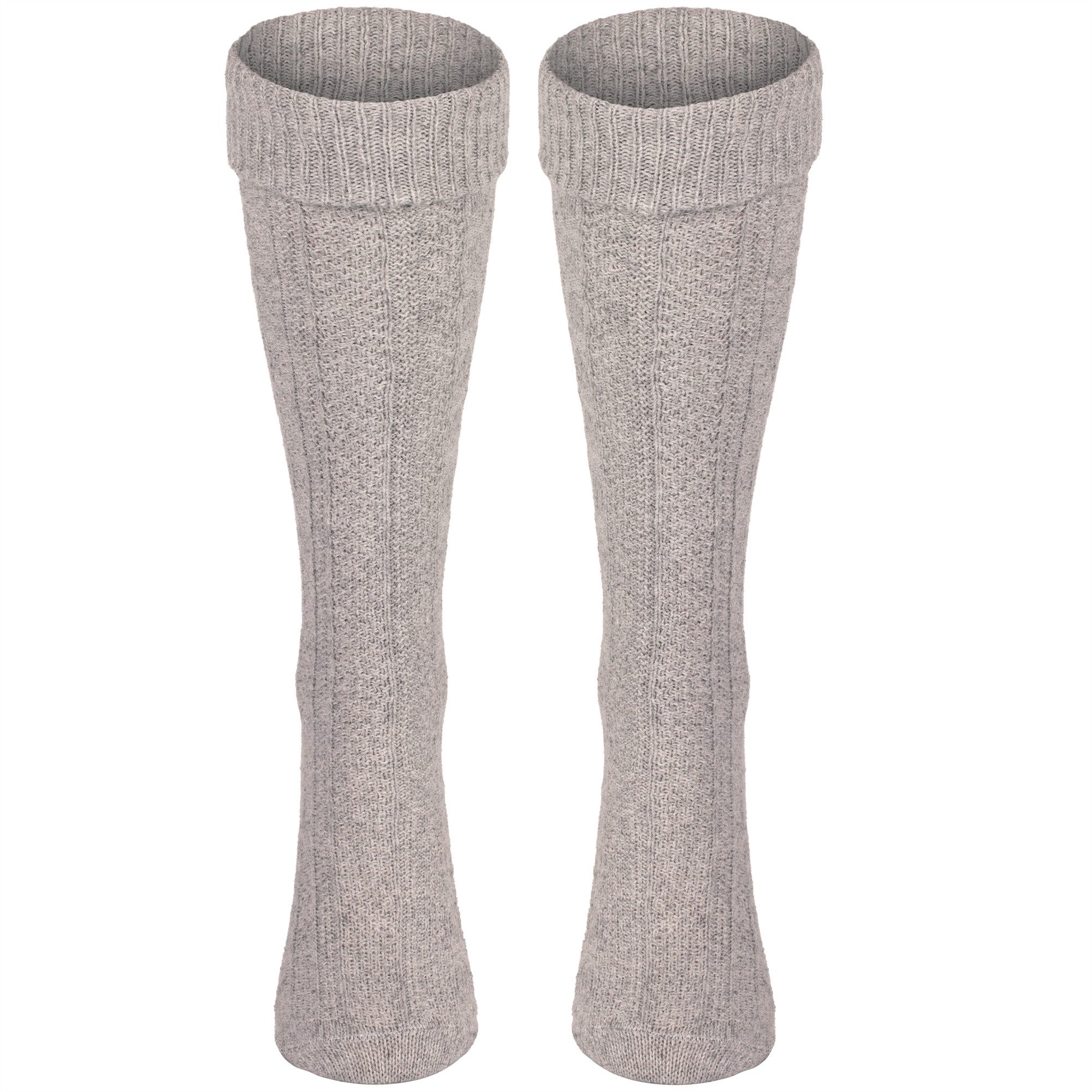Black Snake Trachtensocken Trachten Kniestrümpfe mit Zopfmuster für Damen & Herren (Kniestrümpfe, 1-Paar, 1 Paar Trachten Kniestrümpfe) Kniehohe Trachtenstrümpfe mit Zopfmuster und Umschlagbund