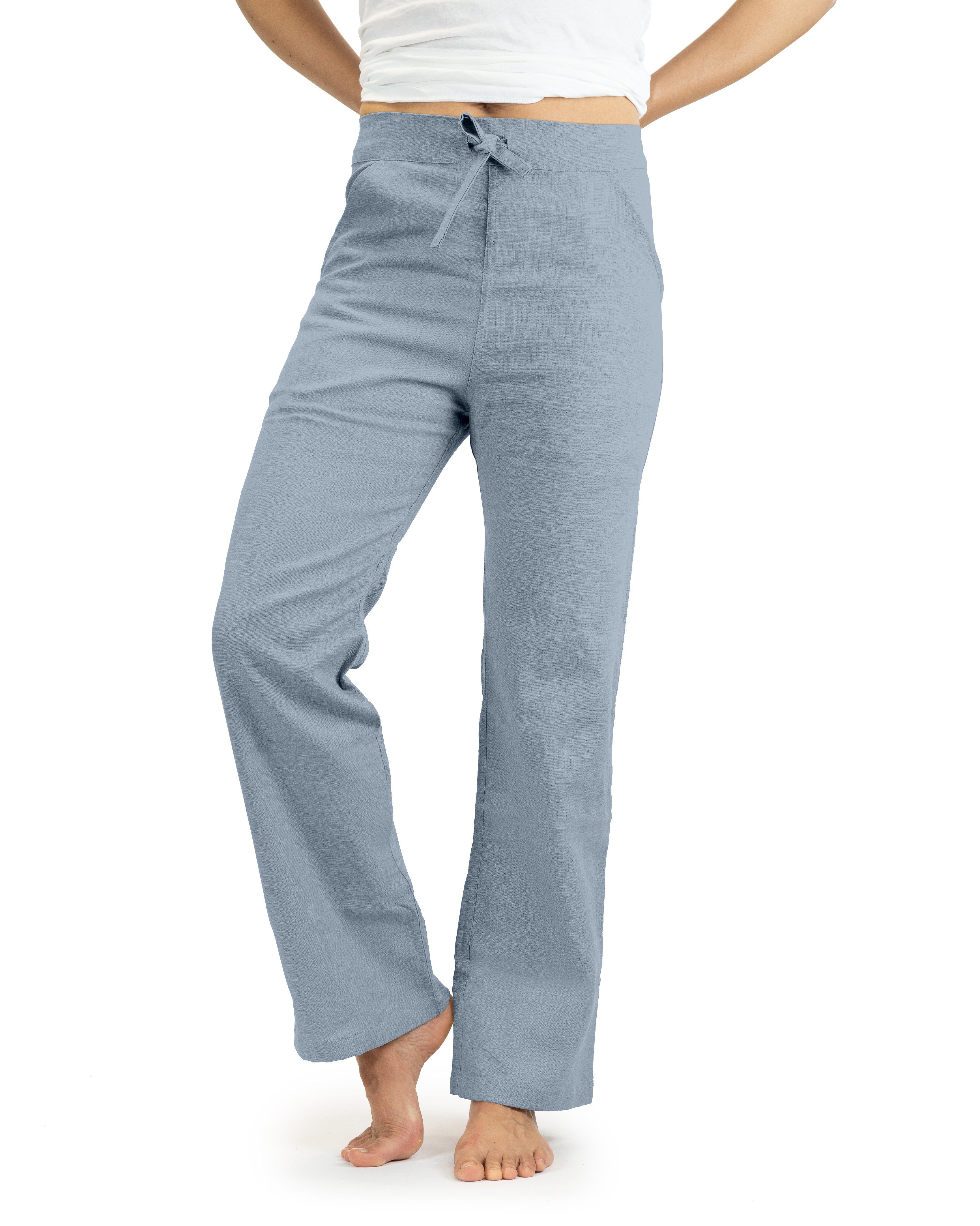 SCHAZAD Leinenhose taubenblau Essential-Slim