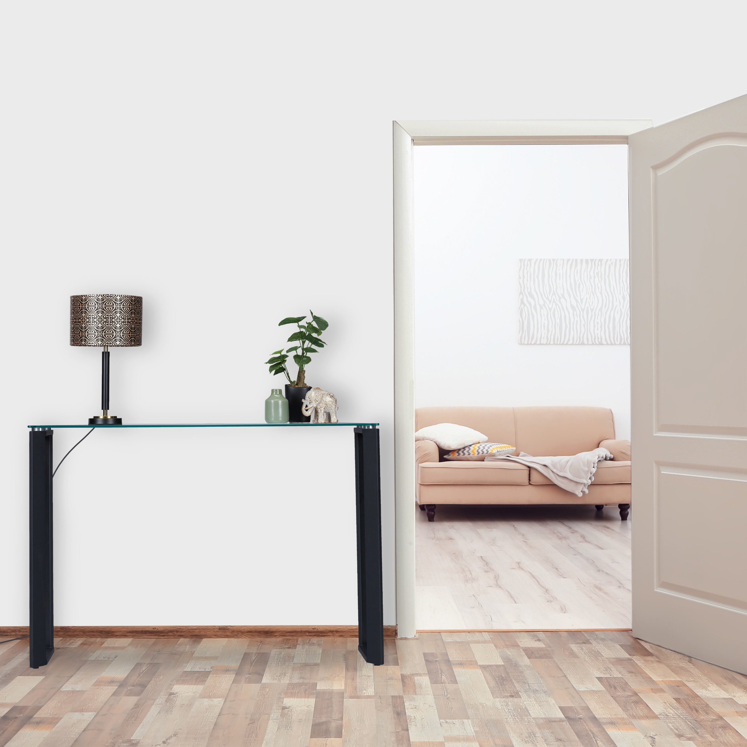 relaxdays Konsolentisch mit Glasplatte günstig online kaufen