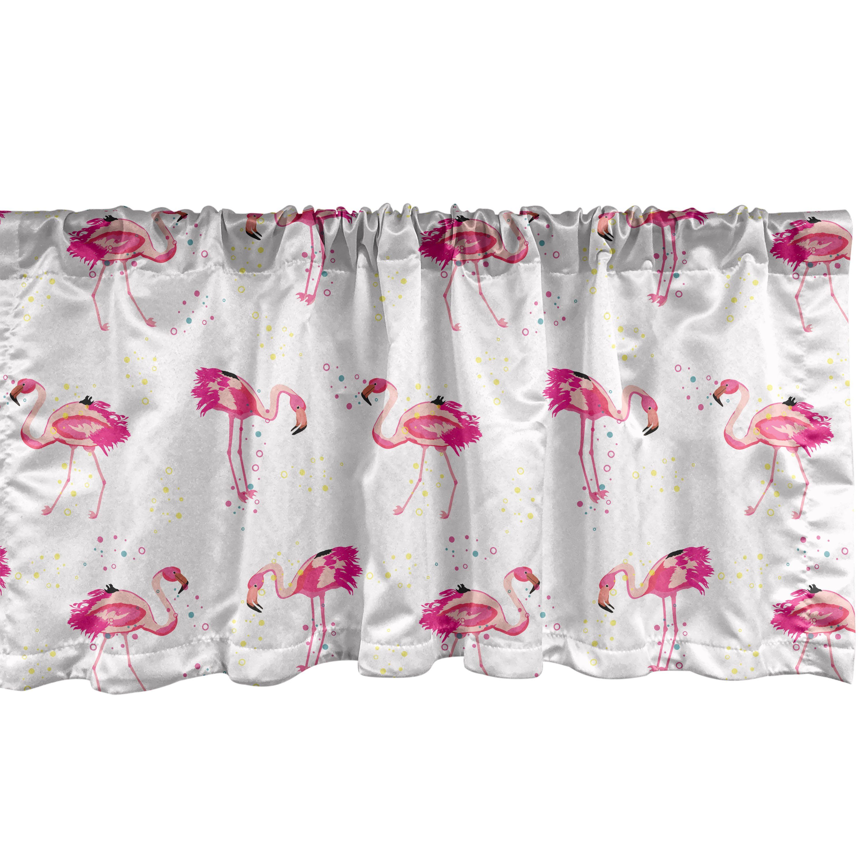 Scheibengardine Vorhang Volant für Küche Schlafzimmer Dekor mit Stangentasche, Abakuhaus, Microfaser, Flamingo Tropic Vögel und Spots