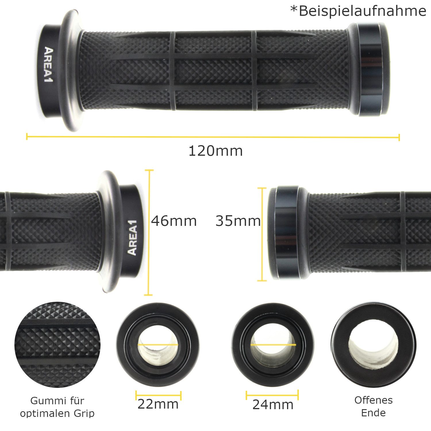 Area1 Griff Motorrad Motorroller Lenkergriffe 22/24-25mm