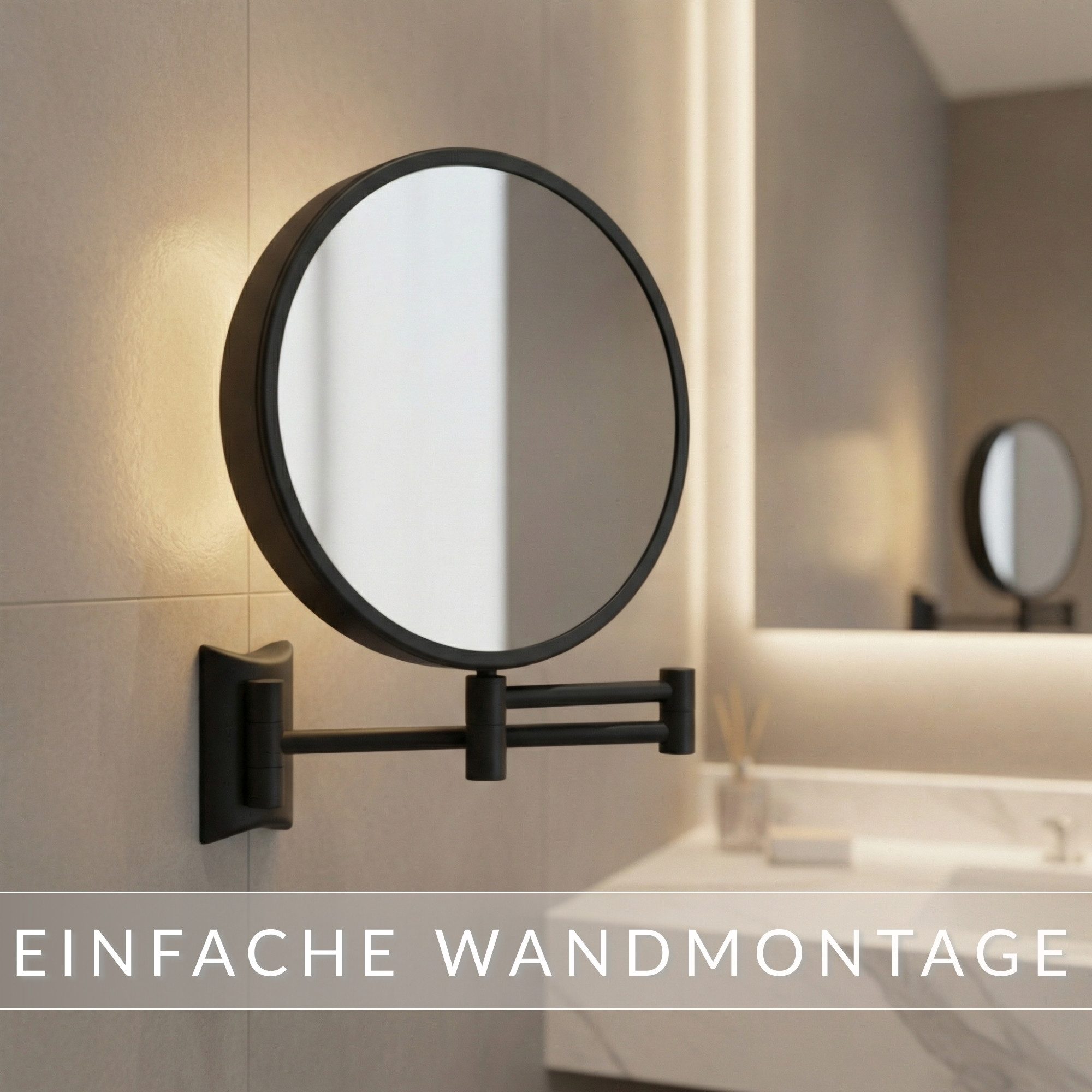 Libaro Kosmetikspiegel IMOLA mit 3-fach & 7-fach Vergrößerung, Schminkspiegel Wandmontage, Vergrößerungsspiegel, Rasierspiegel 2-seitig, klappbar 360° schwenkbar