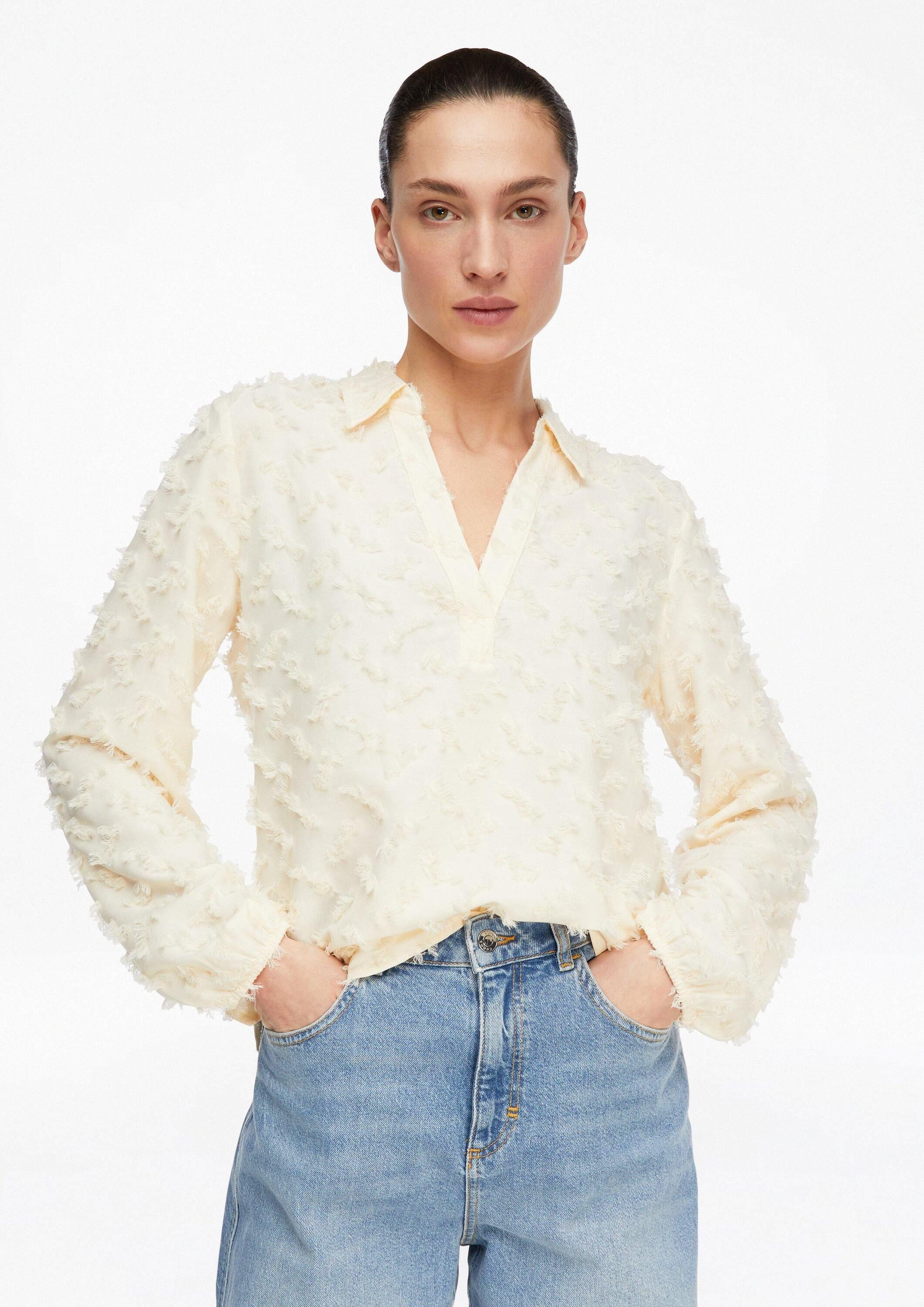 comma Langarmbluse Bluse Jacquard-Bluse mit 3-D-Struktur