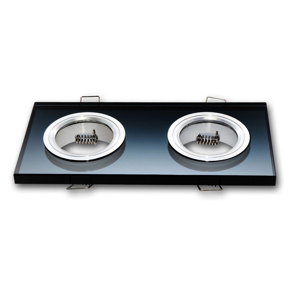 GTV LED Einbaustrahler 2er Doppel Einbaurahmen Glas Eckig schwarz 178 x 90 mm für GU10, GU10 2er Einbaurahmen Glas 178x90mm Lochmaß 143x62mm