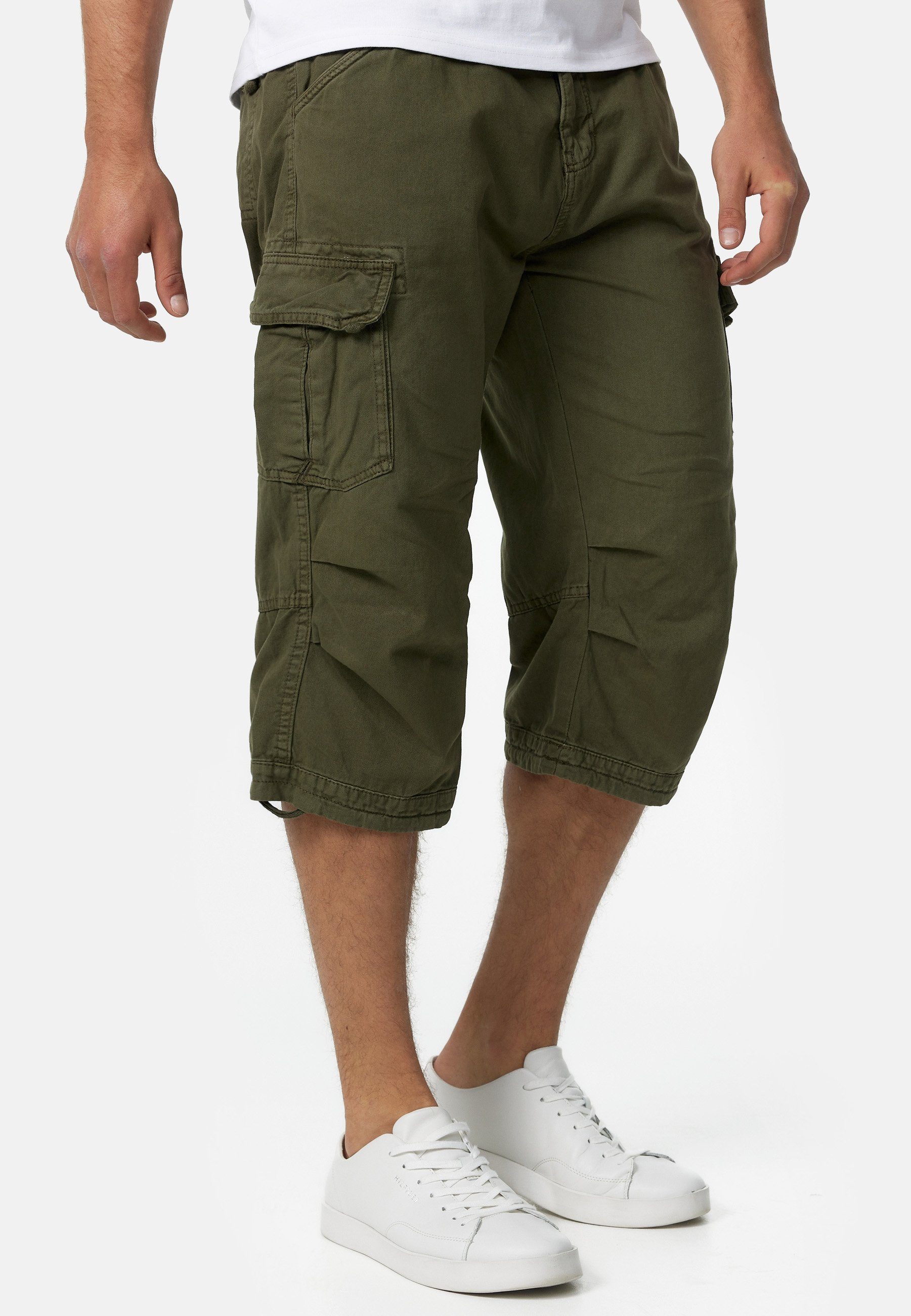 Indicode Cargoshorts Herren Nicolas Check Cargo Shorts Herrenshorts aus einer robusten Materialmischung