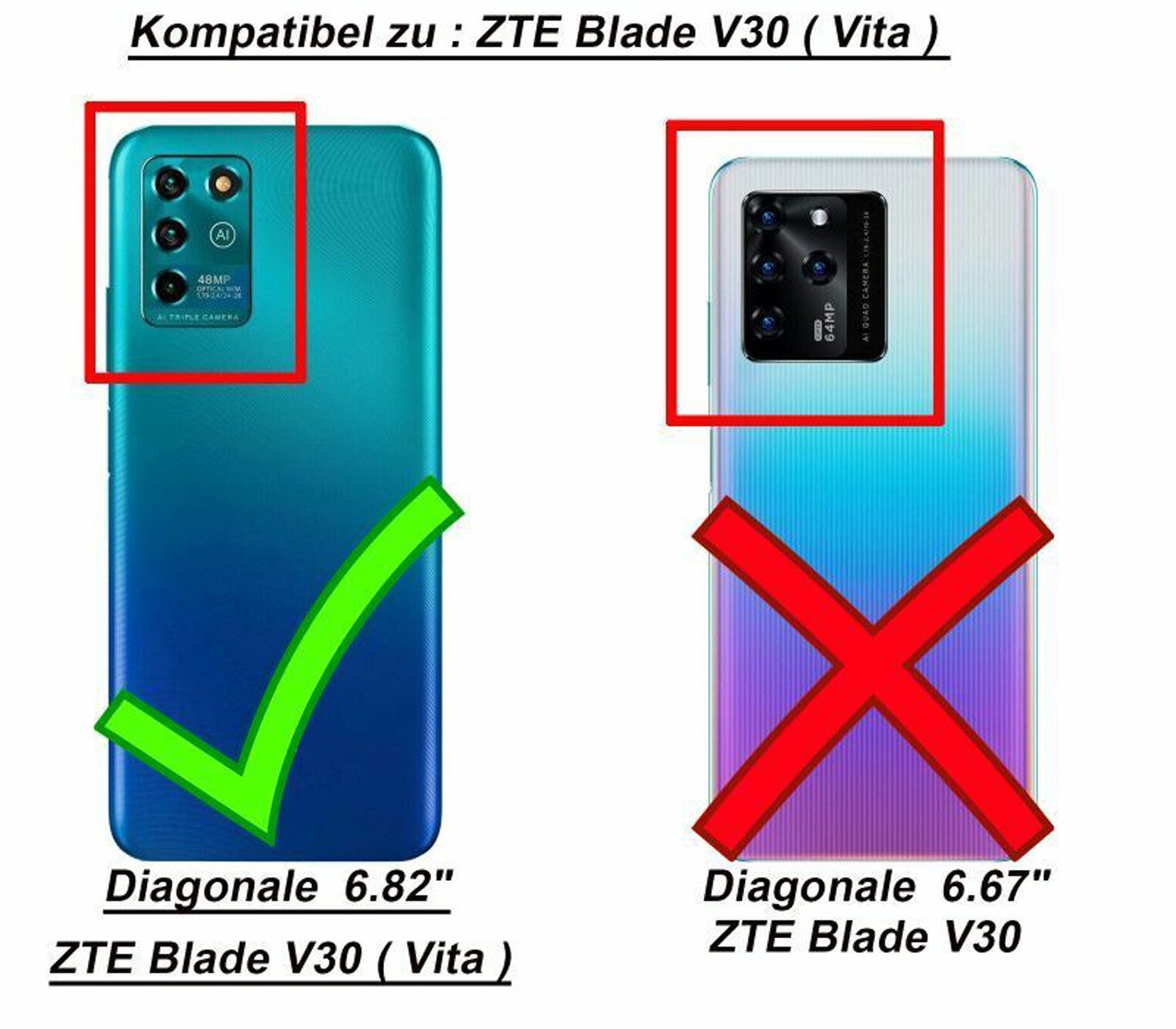 betterfon Handyhülle Handytasche für ZTE Blade V30 Vita Klapphülle Schwarz, Wallet Case mit Kartenfächern Magnetverschluss und weicher Innenhülle