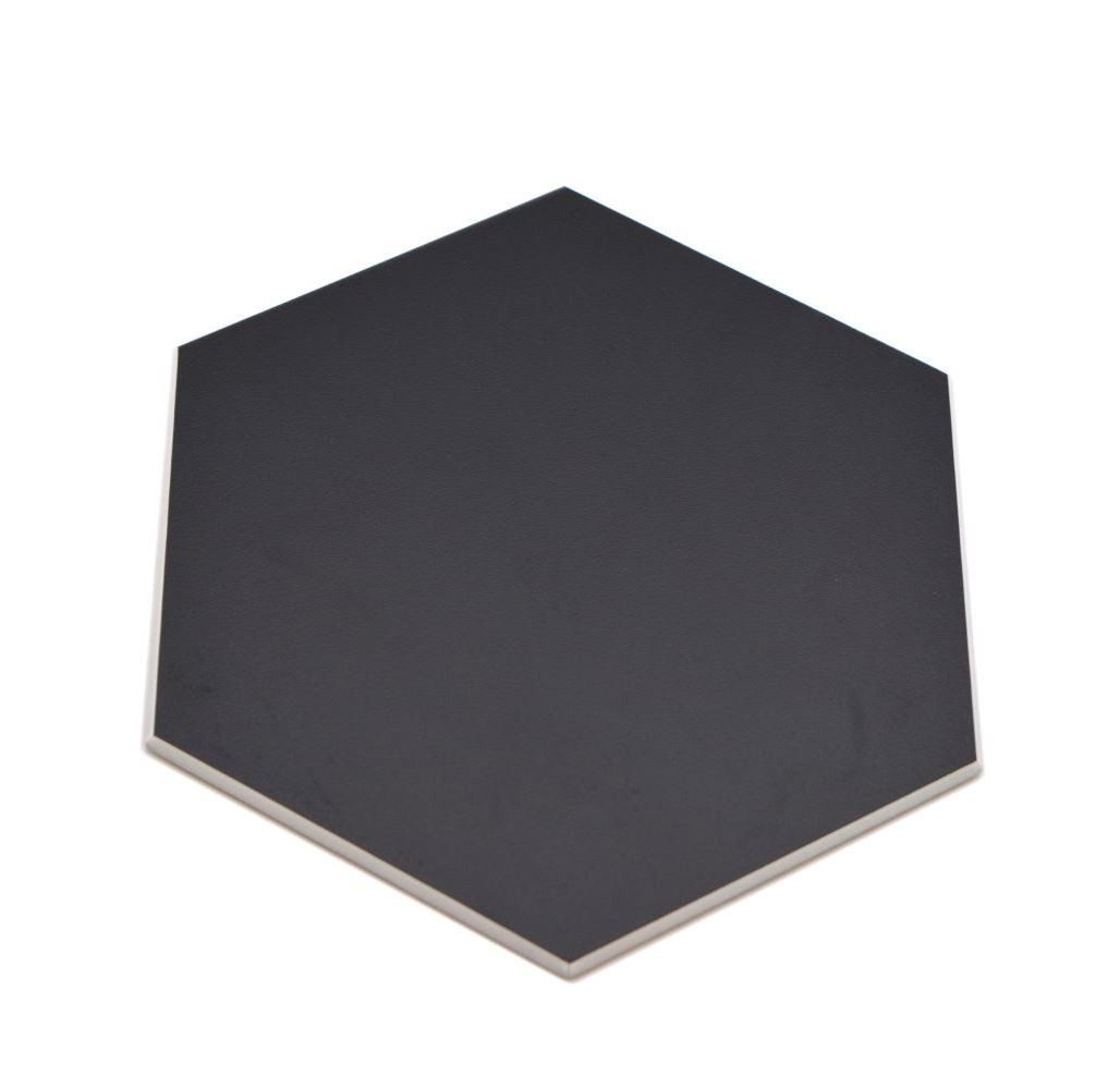 Mosani Wandfliese Wandfliese Hexagon Vinyl Fliese Selbstklebend schwarz matt Klebefliese, Spritzwasserbereich geeignet, Küchenrückwand Spritzschutz