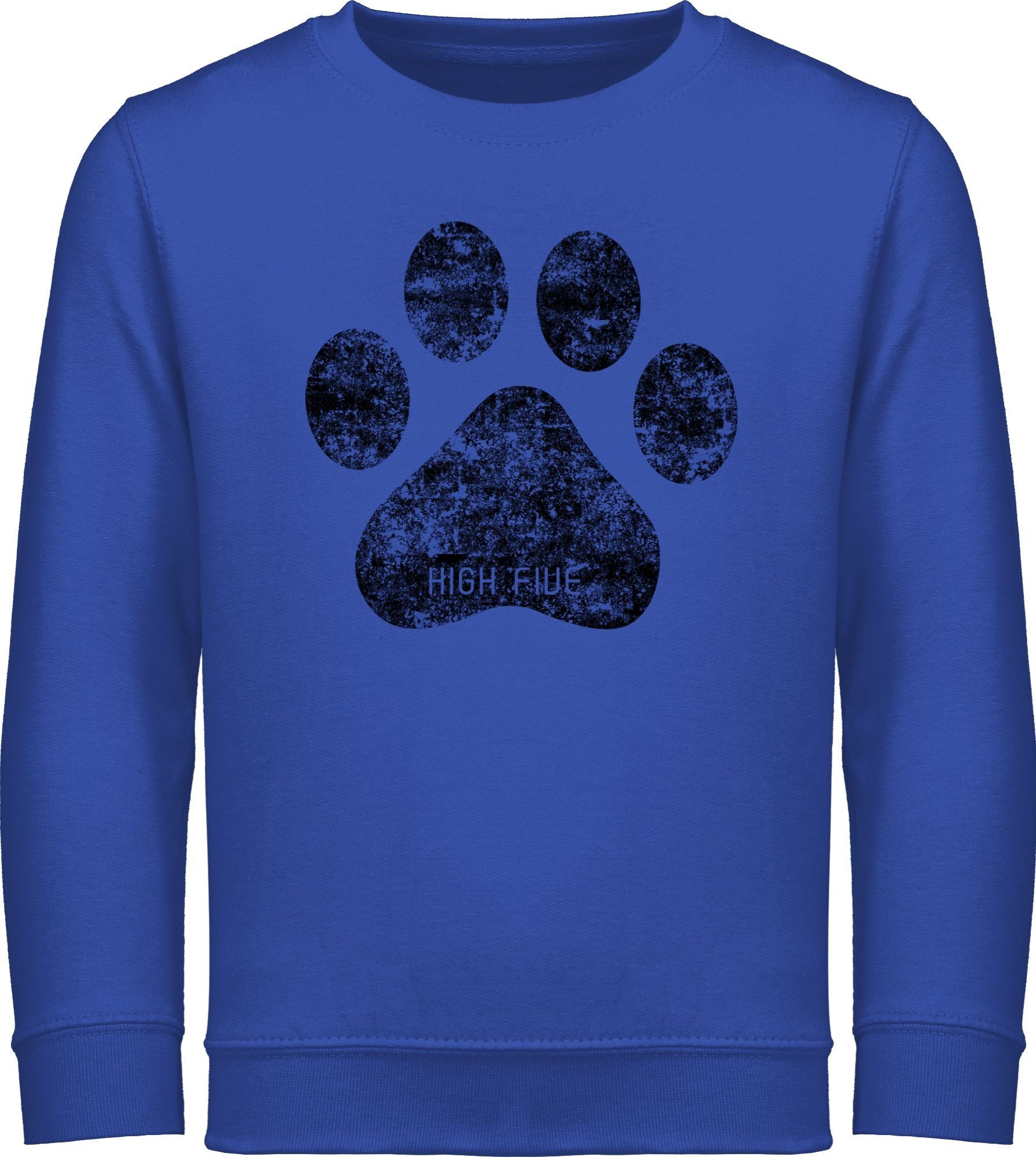 Shirtracer Sweatshirt High Five Hunde Pfote Tiermotiv Animal Print 2 Royalblau