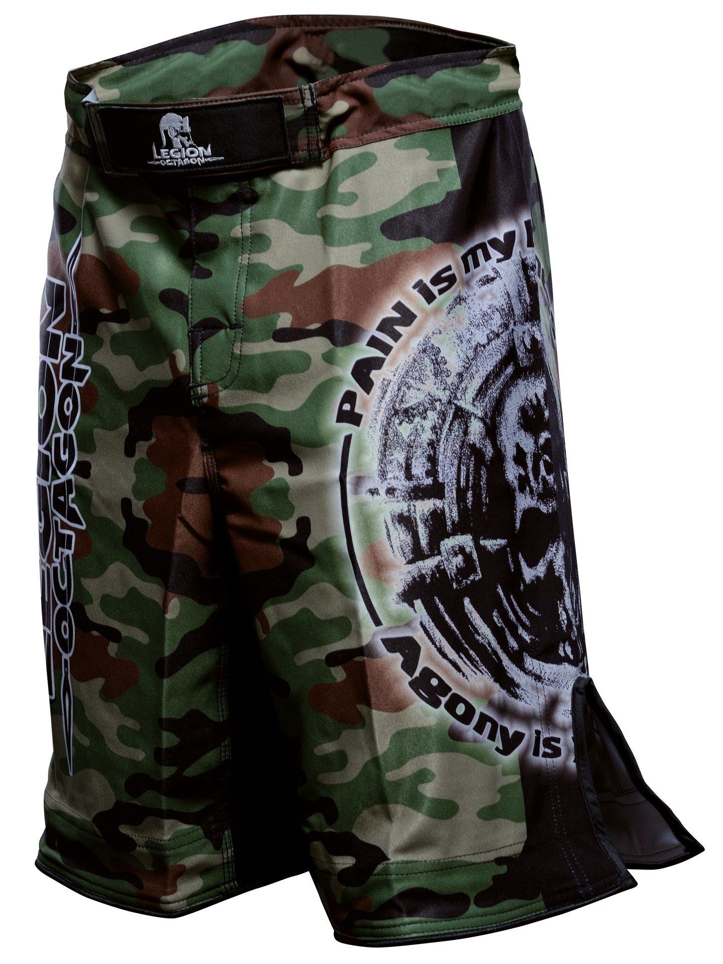 KWON Sporthose MMA LEGION Totenkopf, kurz Kampfsport (Modell OCTAGON Maga, Shorts Hose Thaiboxen Pain) Thaiboxhose Kickboxen Skull, Krav Camouflage