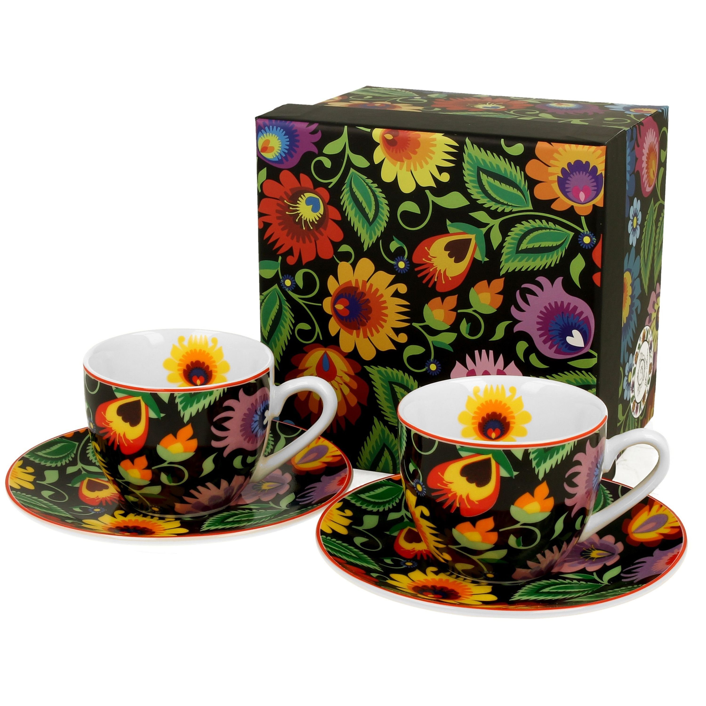 Tasse Etnic Espressotasse + Untertasse für 2 Personen 100ml