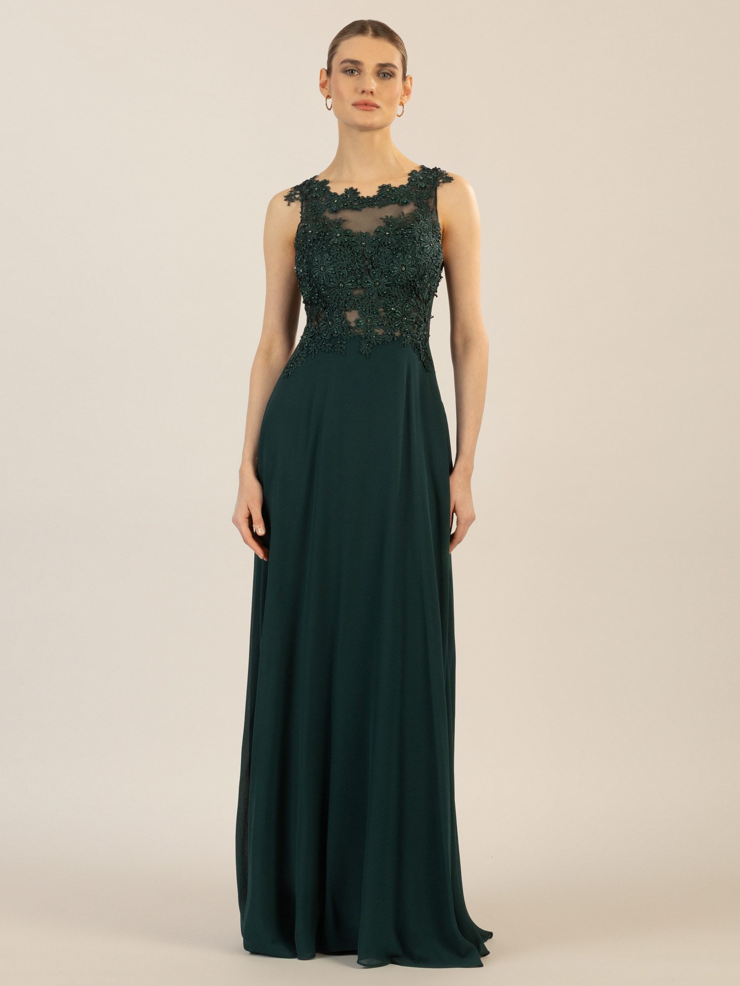 Apart Abendkleid im Materialmix aus bestickter günstig online kaufen