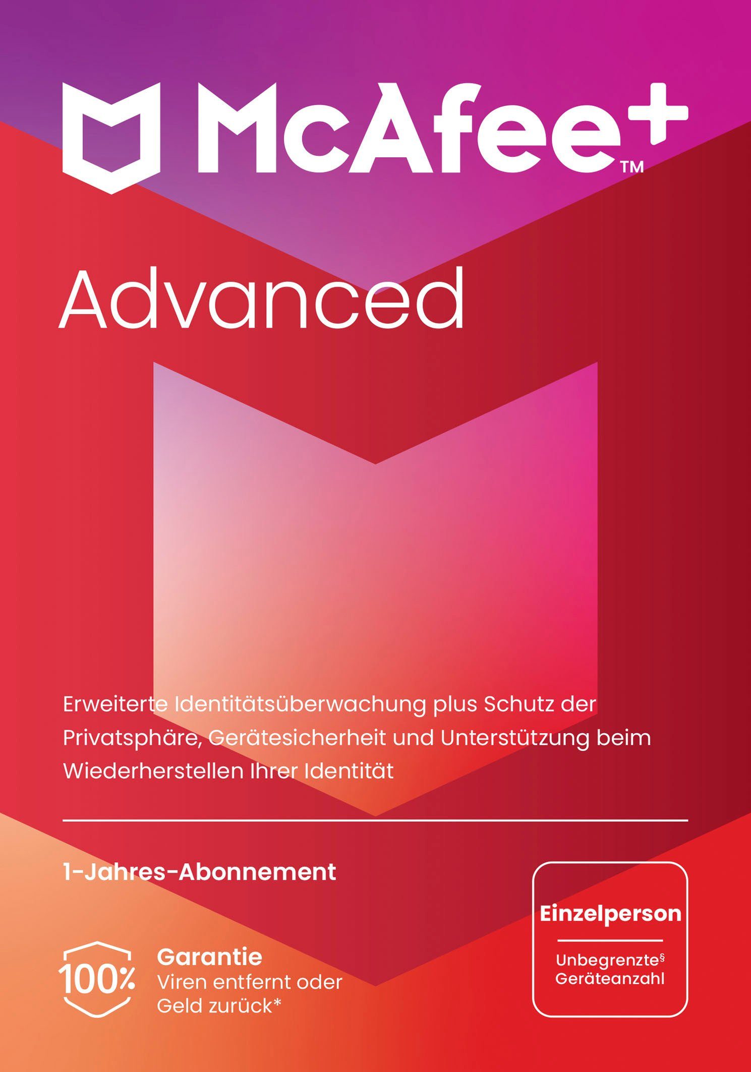 McAfee McAfee+ Advanced - Einzelperson (Virenprogramm, Lizenzschlüssel)