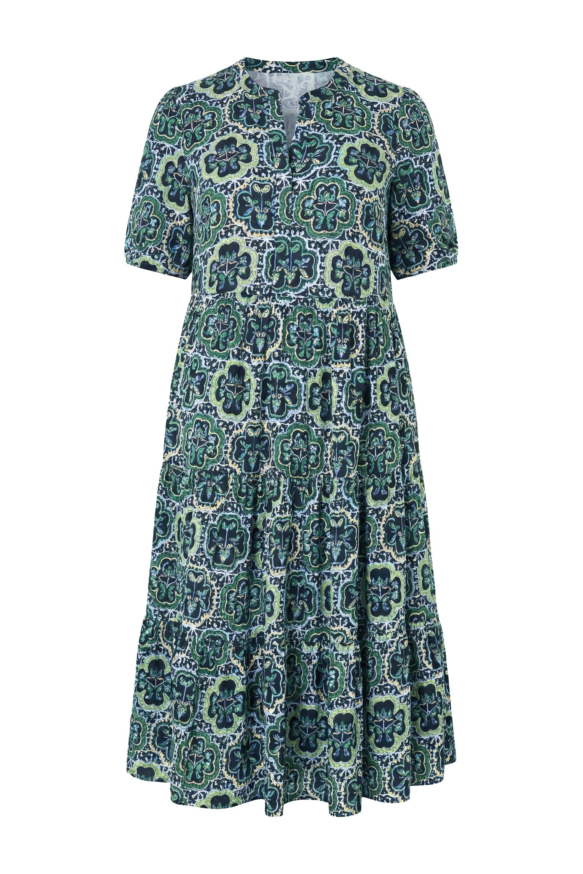 Studio Untold Jerseykleid Maxikleid A-Linie Kachel-Print Volants Halbarm günstig online kaufen