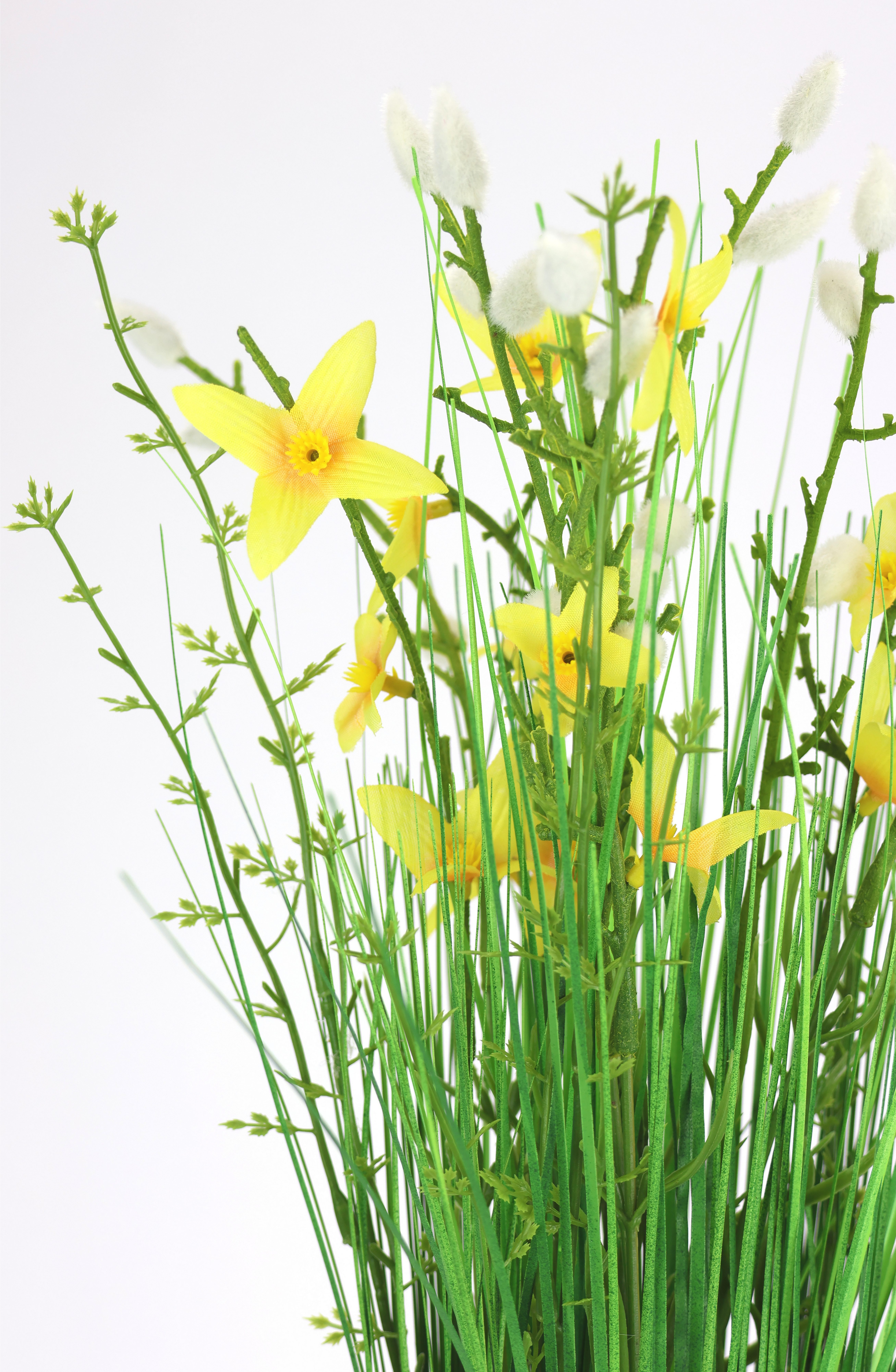 Kunstpflanze Künstlicher Grasbund mit Blüten, I.GE.A., Höhe 45 cm, Grasbusch Deko Kunstblumen Kunstgras Grünpflanze Gräser Sträucher