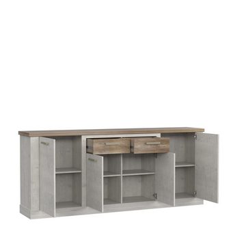 freiraum Sideboard Duro (BxHxT: 212,9x90,3x41,3 cm), aus Holzwerkstoff in Pinia Weiss kombiniert mit Eiche Antik