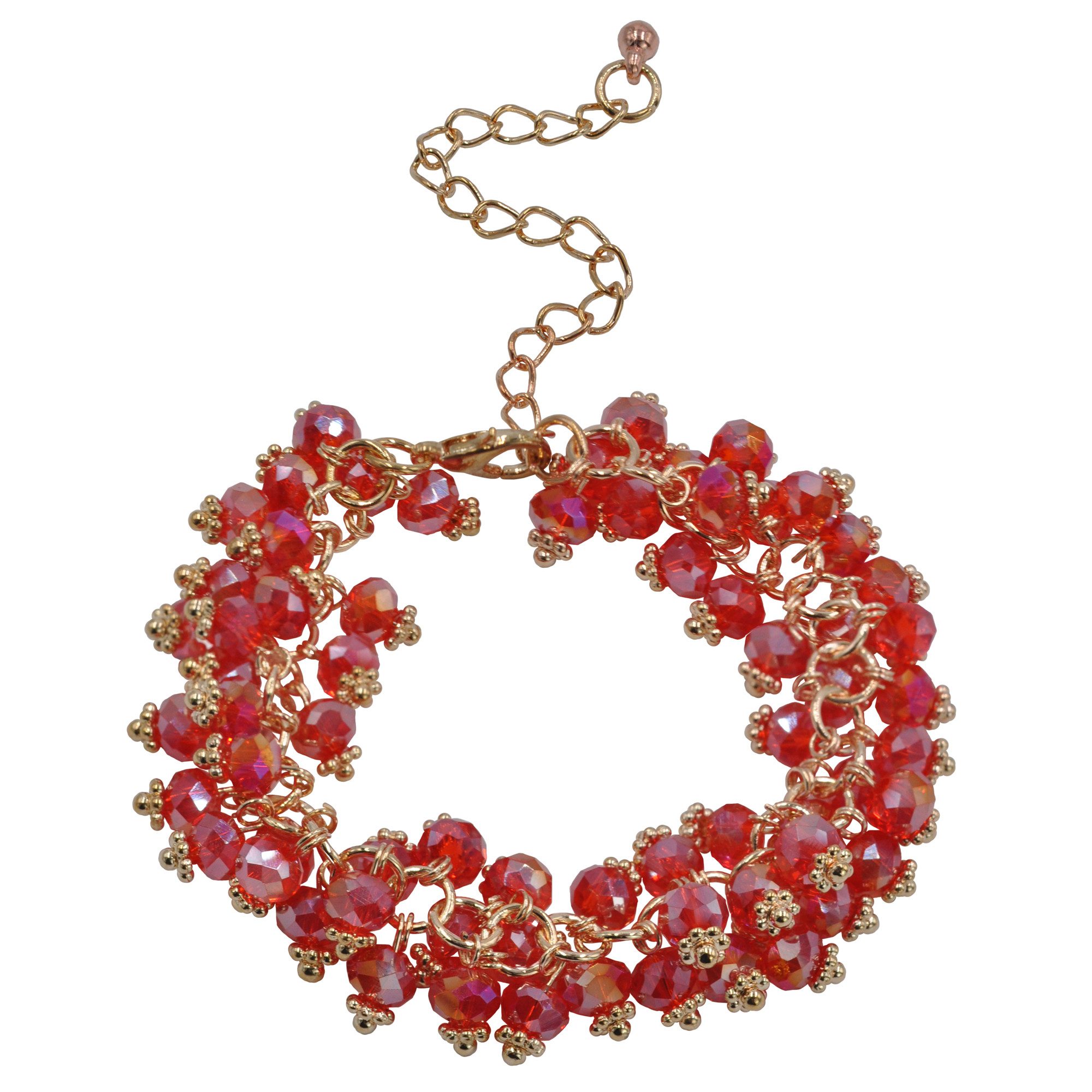 Steuer Armband Armband goldfarben mit roten Glassteinen