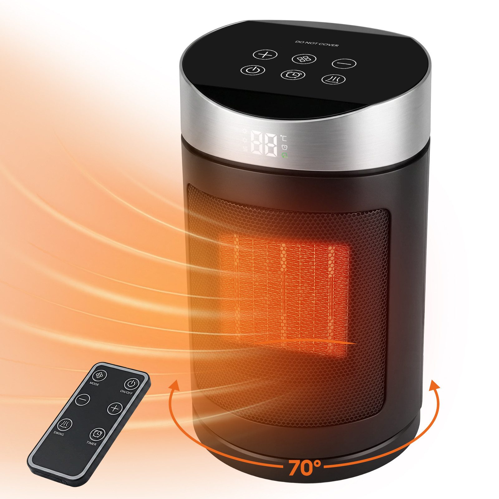 HS Onsing Heizlüfter Energiesparender, Heizlüfter Klein,1500W PTC Keramikheizlüfter,4 Modi, 43 dB,70° Oszillierend,Überhitzungs & Kippschutz,12h Timer von HS Onsing