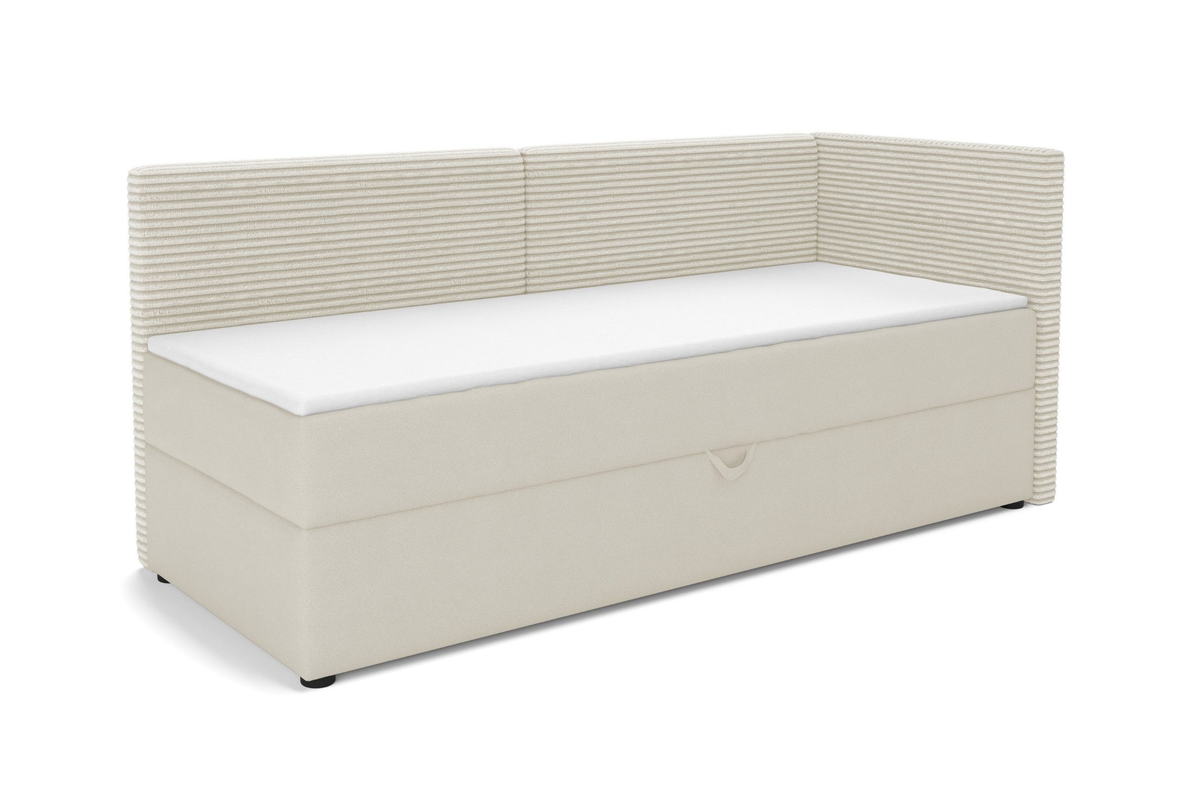 Deine Möbel 24 Boxspringbett MILA, Tagesbett mit Bettkasten, Kindersofa mit Schlaffunktion (Cord-Stoff & Velour Samt, 1-St., perfekt für Jugendliche & Erwachsene, Modernes 3-in-1 Design), 90x200 100x200, Schwarz Grau Beige Creme Anthrazit