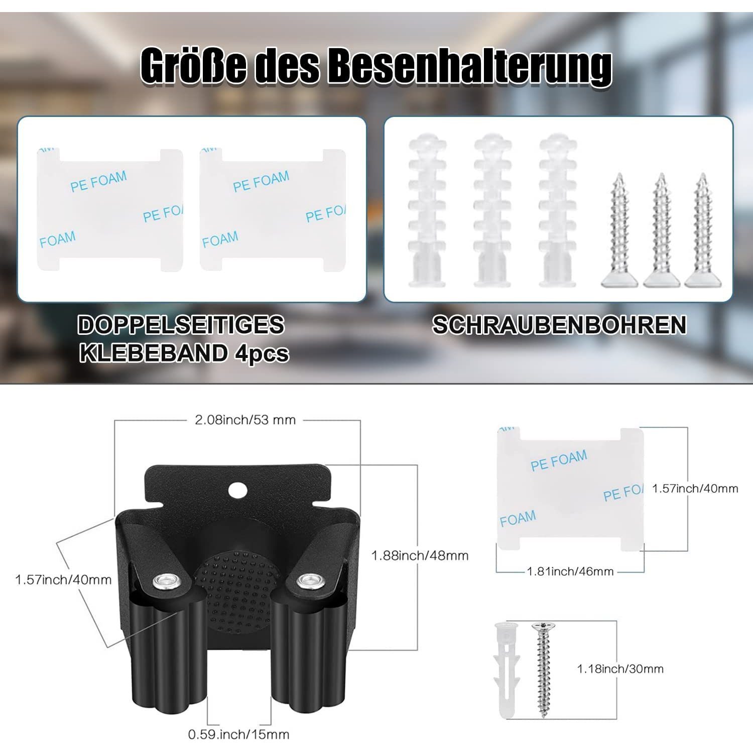 NUODWELL Wandhaken 4 Stück Wand Besenhalterung, günstig online kaufen