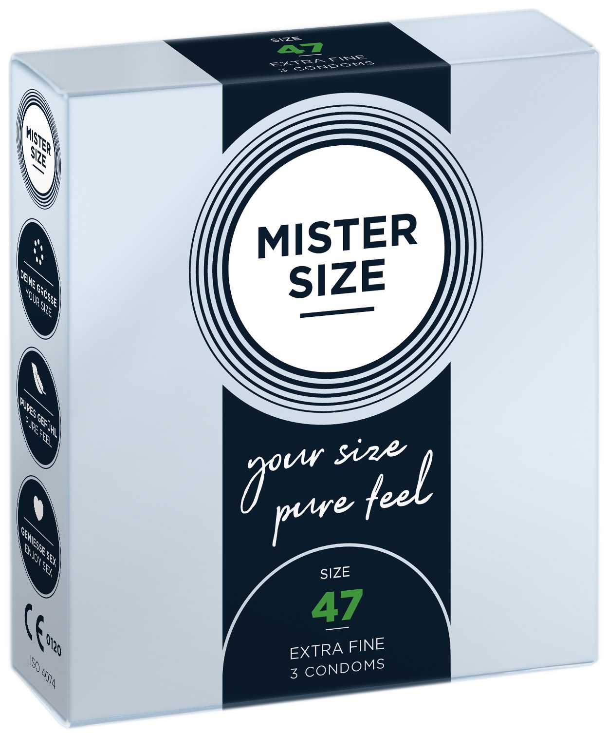 MISTER SIZE Kondome 3 Stück, Nominale Breite 47mm, gefühlsecht & feucht