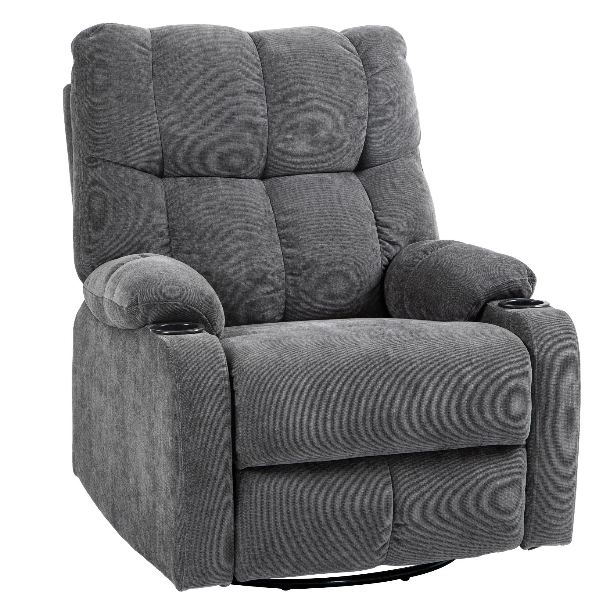 HOMCOM Relaxsessel Fernsehsessel mit Liegefunktion, Schaukelfunktion und Becherhalter (TV-Sessel, 1-St., Ruhesessel), für Wohnzimmer, Dunkelgrau – Bild 2 von 5