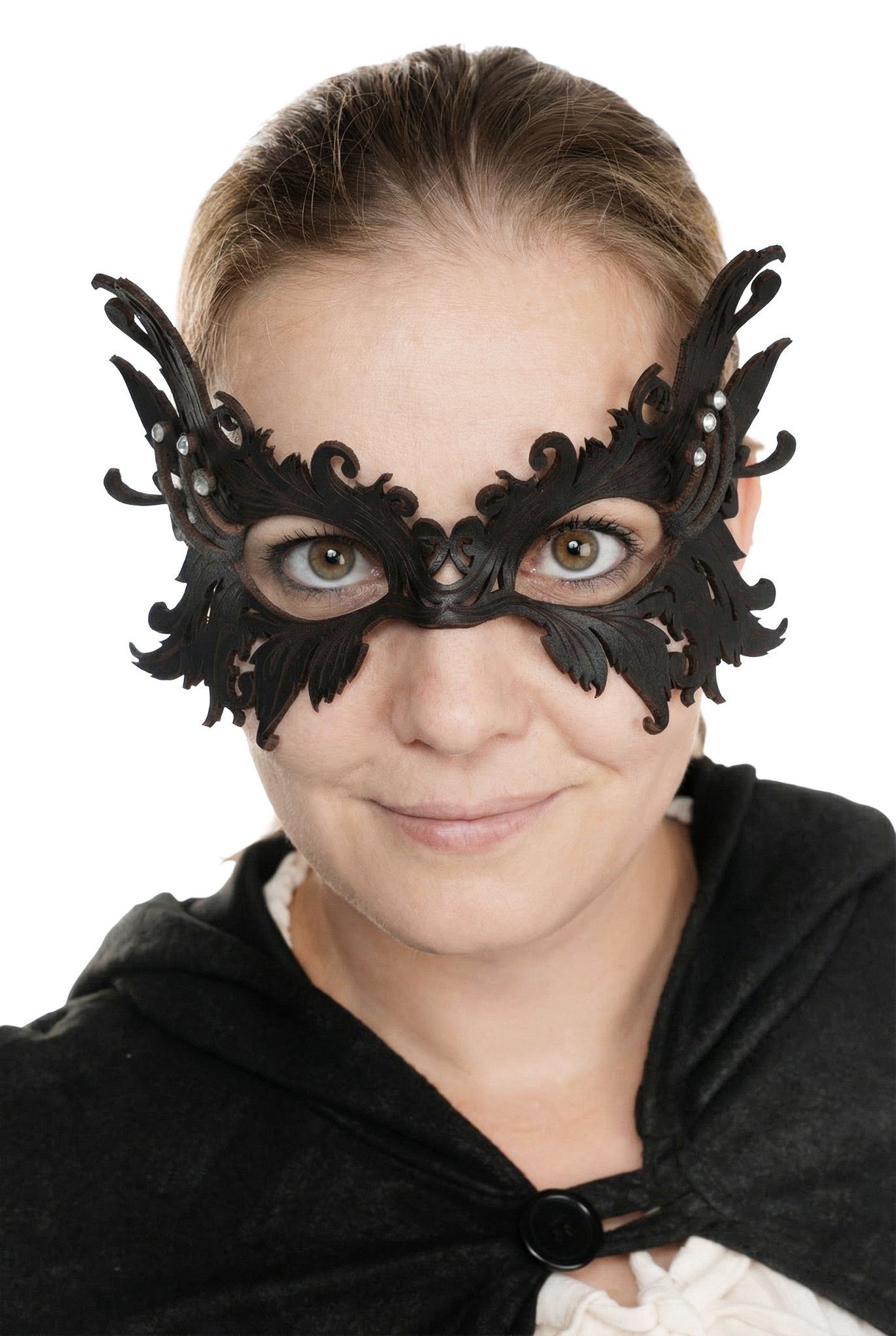 Andracor Verkleidungsmaske Ledermaske Schwarzer Schwan, Elegante Ledermaske im venezianischen Stil von der Andracor Lederwerks