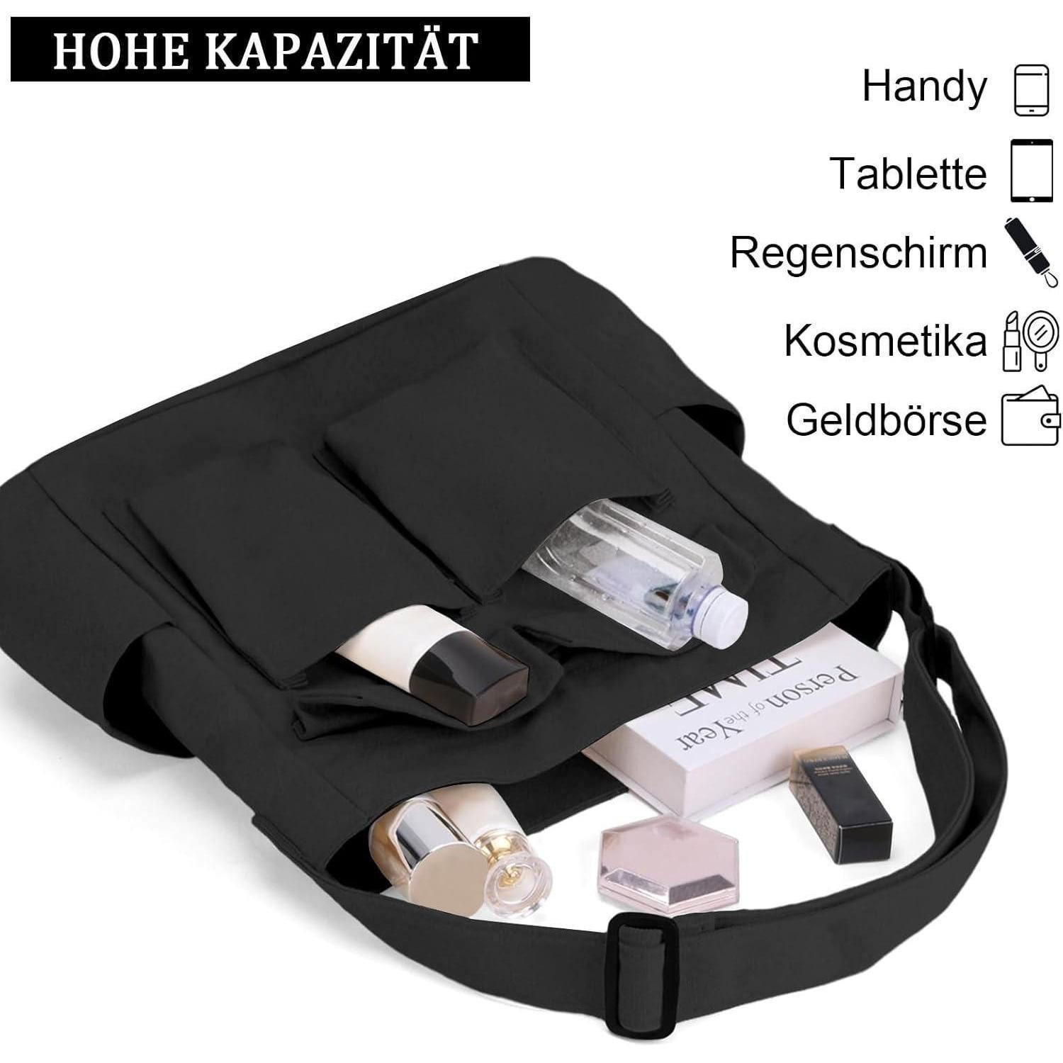 LuxusKollektion Messenger Bag Kuriertasche aus Leinenstoff Vintage Canvas Messenger Bag groß Hobo