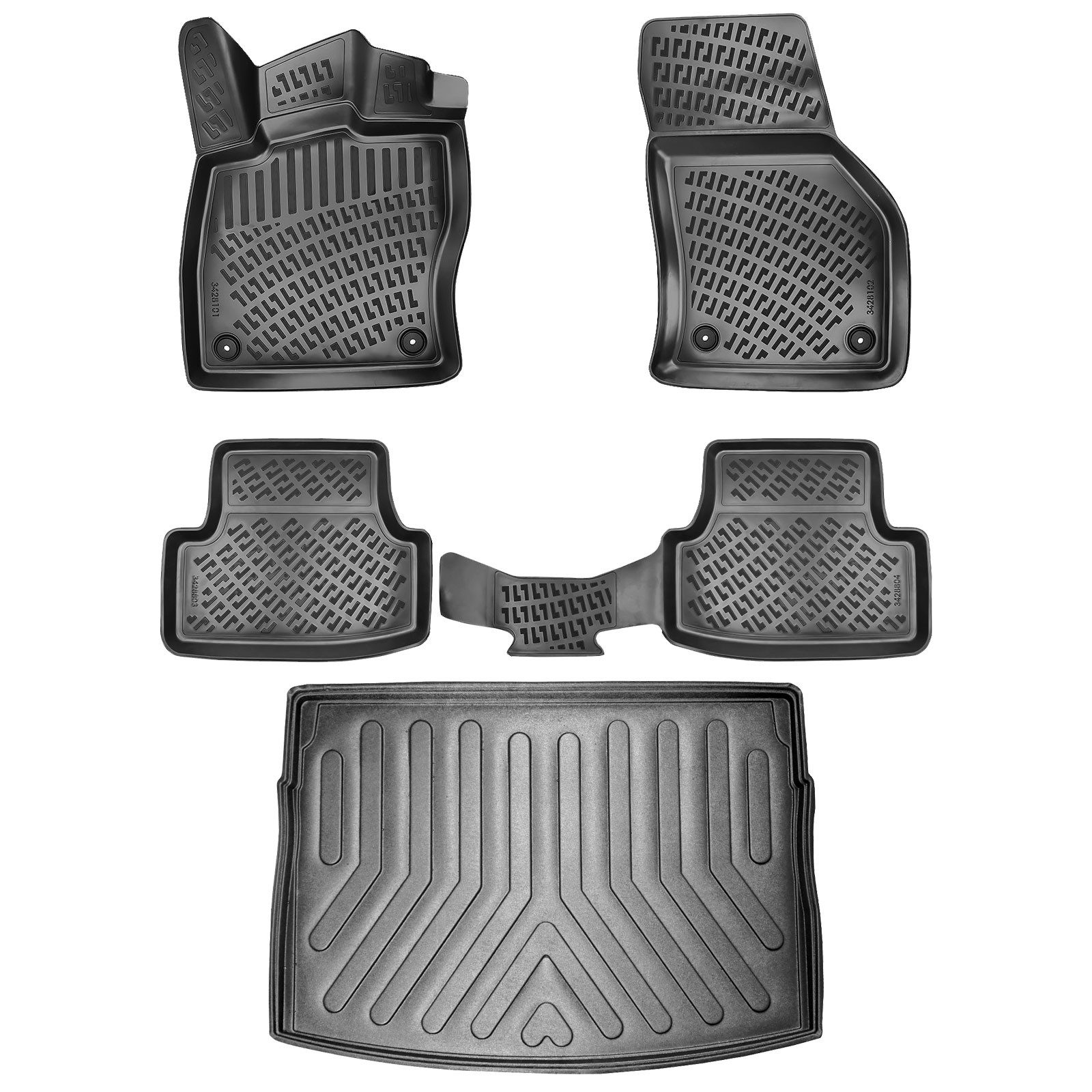 fussmattenprofi.com Auto-Fußmatten 3D Auto Gummimatten&Kofferraumwanne für VW Golf 8 (Manuell) 2019-2026