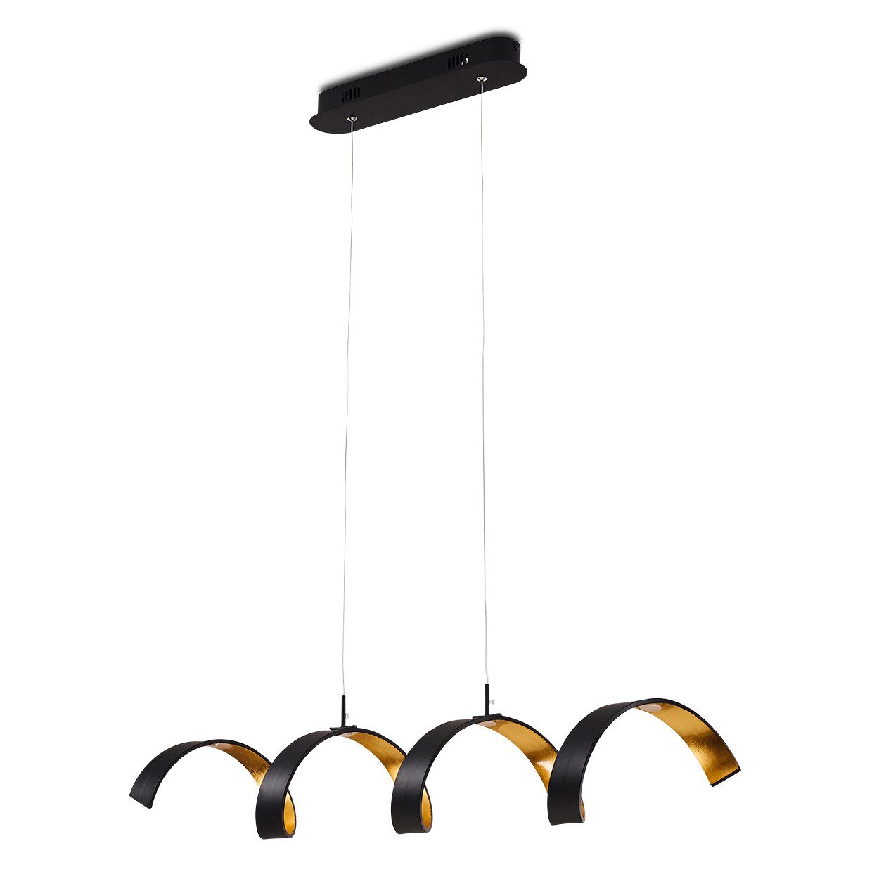 hofstein Deckenleuchte »Delia« längliche Deckenlampe aus Metall in Schwarz/Gold, 3000 Kelvin, 20 Watt, 1800 Lumen, in 3 Stufen dimmbar