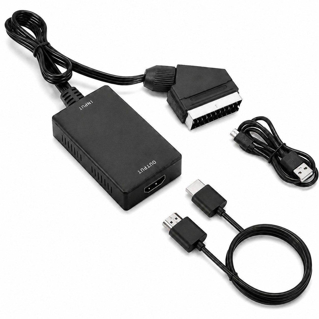 XEOOCE SCART HDMI Adapter, 1080P Konverter, mit 1 m Kabel Video-Adapter DVI-D zu USB Typ A, Video-Konverter