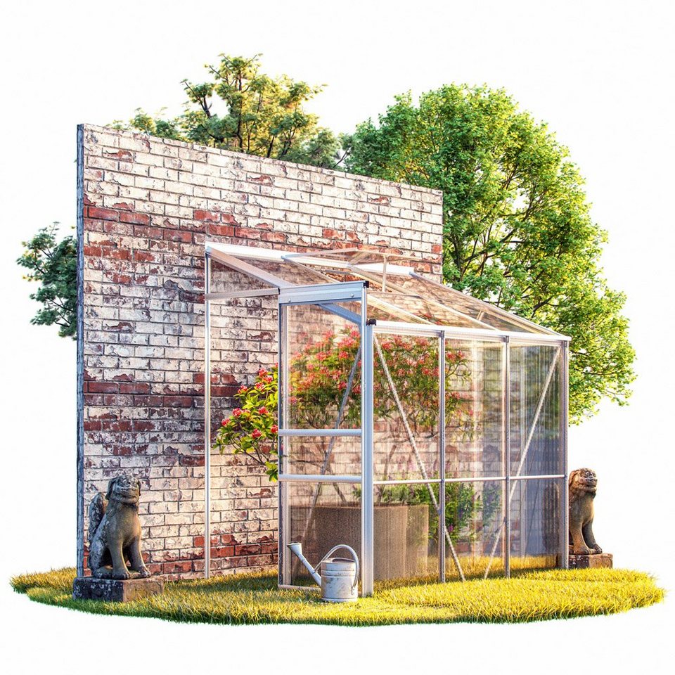Gardebruk Gewächshaus, Beistell Aluminium 3,8m³ 190x122cm Treibhaus Gartenhaus Frühbeet Pflanzenhaus Aufzucht