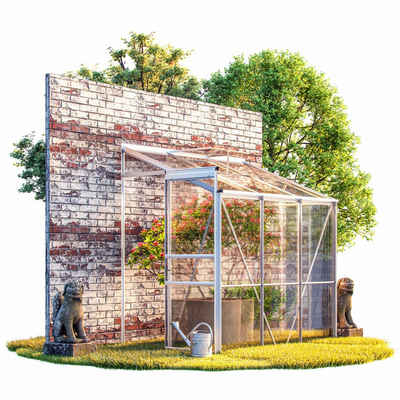 Gardebruk Gewächshaus, Beistell Aluminium 3,8m³ 190x122cm Treibhaus Gartenhaus Frühbeet