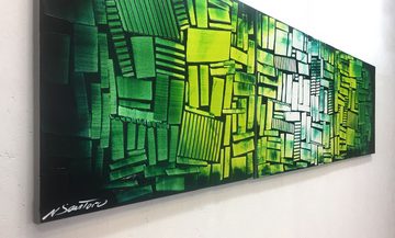 WandbilderXXL XXL-Wandbild Green Hope 210 x 60 cm, Abstraktes Gemälde, handgemaltes Unikat