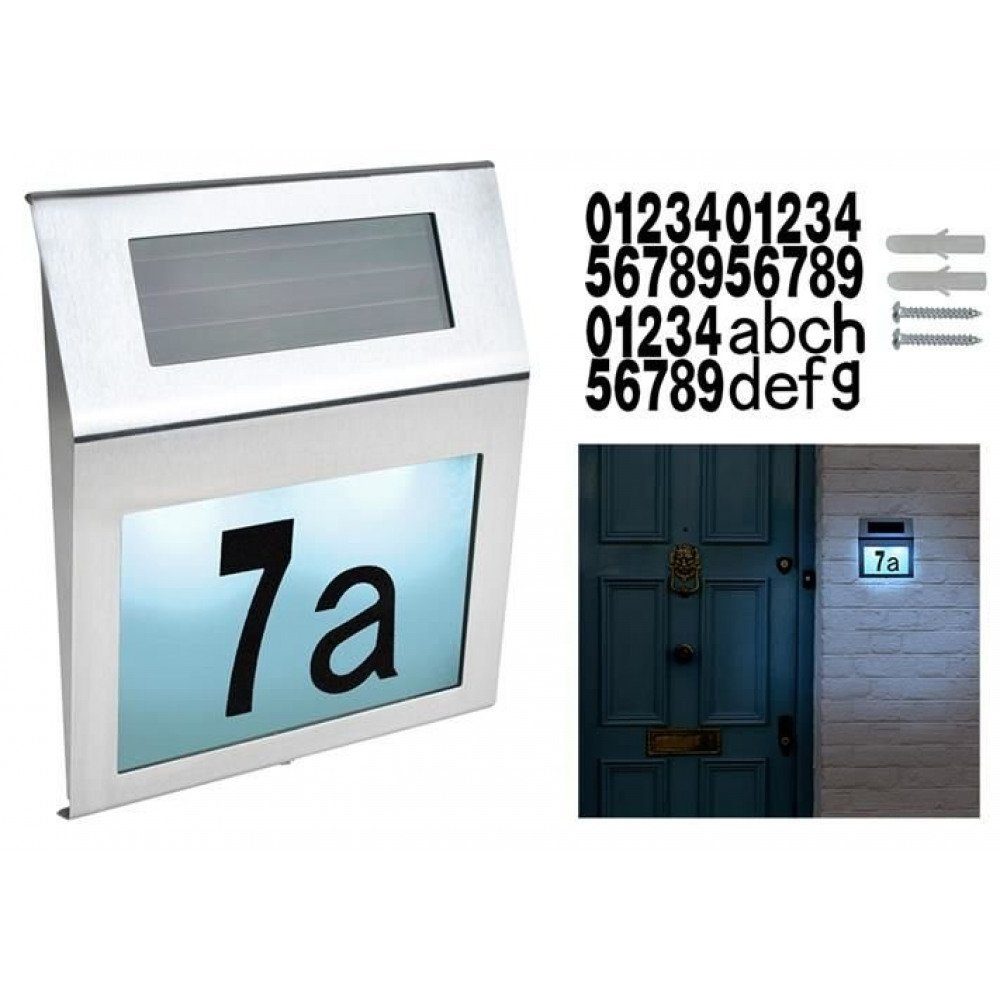 ISO TRADE Solarmodul Hausnummer Solarhausnummer, 4,00 W, polykristalline, (Spar-Set, 1-St., Dämmerungssensor), Solarpanel lädt den mitgelieferten Akku auf