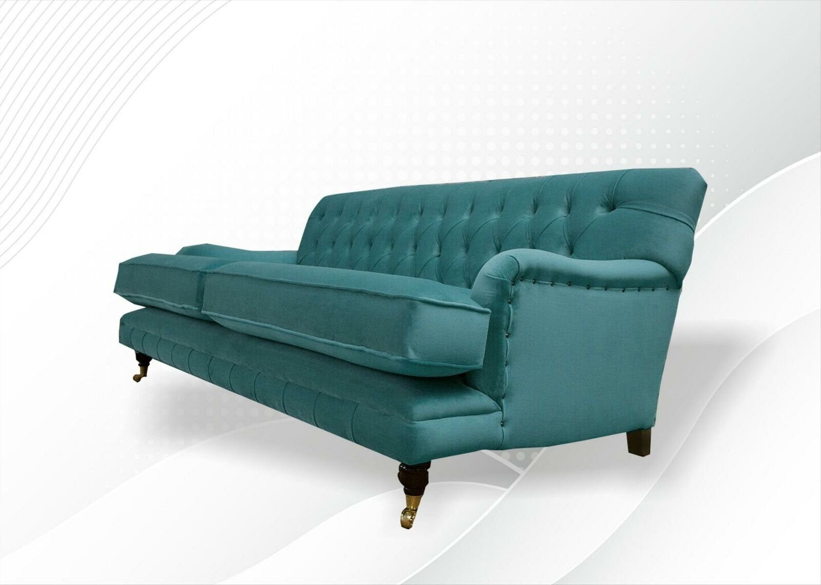 Blau Sofa Sofas Chesterfield JVmoebel Textil Polster Neu Stoff Chesterfield-Sofa, Wohnzimmer Gelb Design Couchen