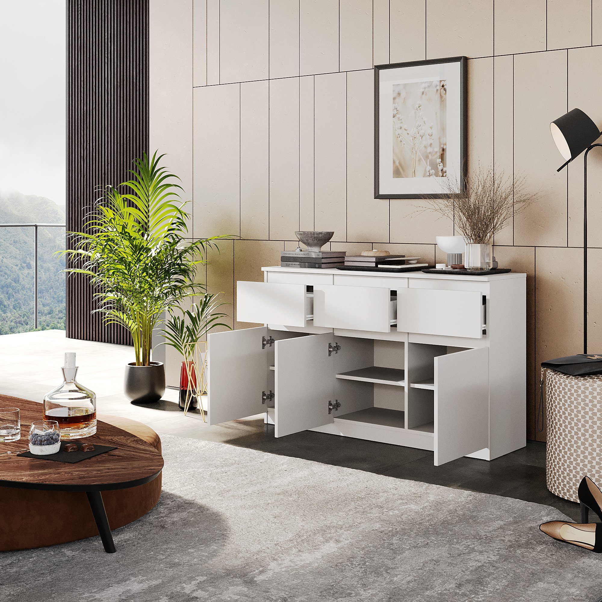 Furnica Kommode Sideboard NOAH 120cm - Weiß Matt