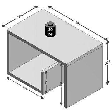 FMD Couchtisch Couchtisch 2-in-1 59,1×35,8×37,8 cm Weiß (1-St)