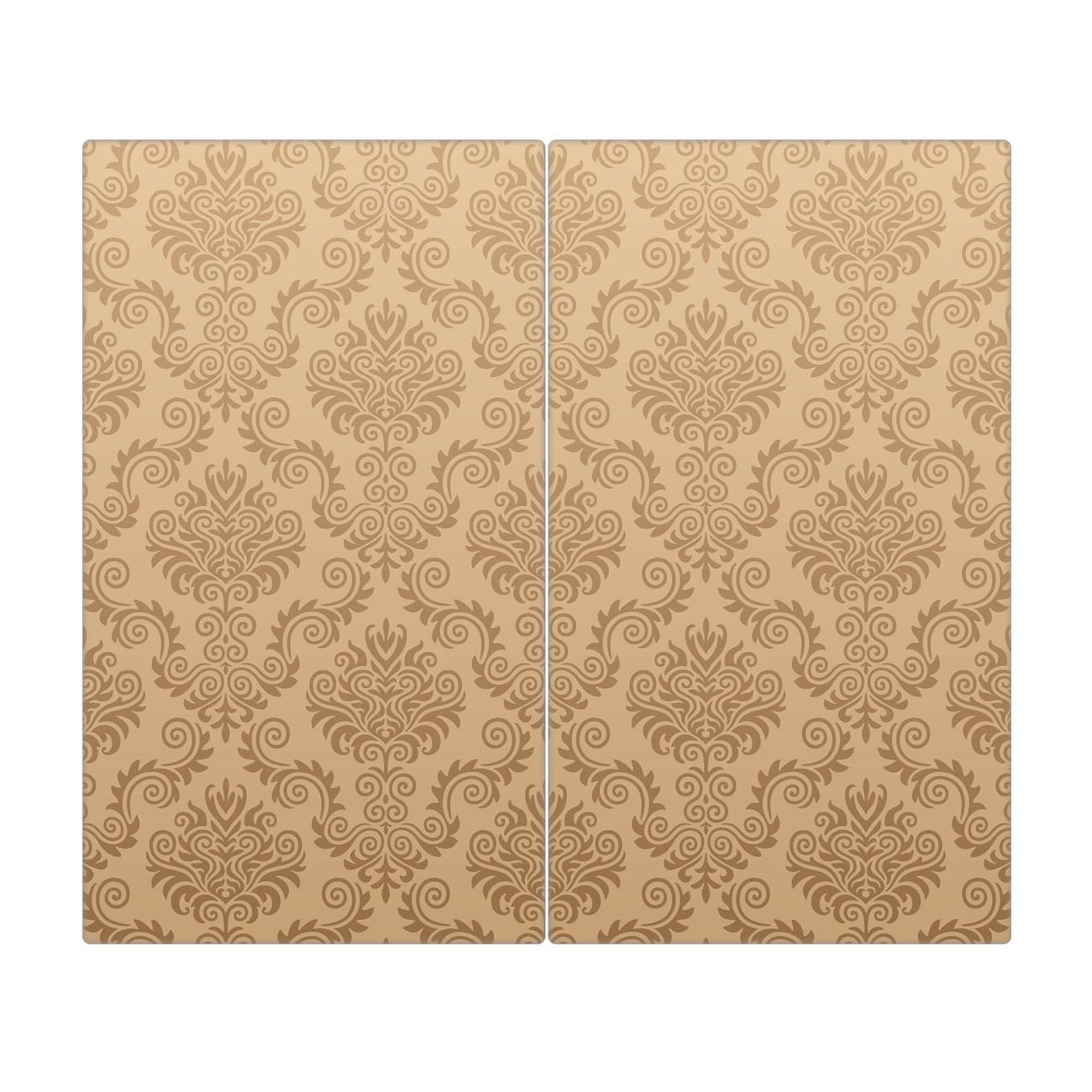 banjado Herd-Abdeckplatte zweiteilig aus Glas mit Motiv Tapete Beige, (gehärtet, 2 tlg., inkl. selbstklebende Gummifüßchen)
