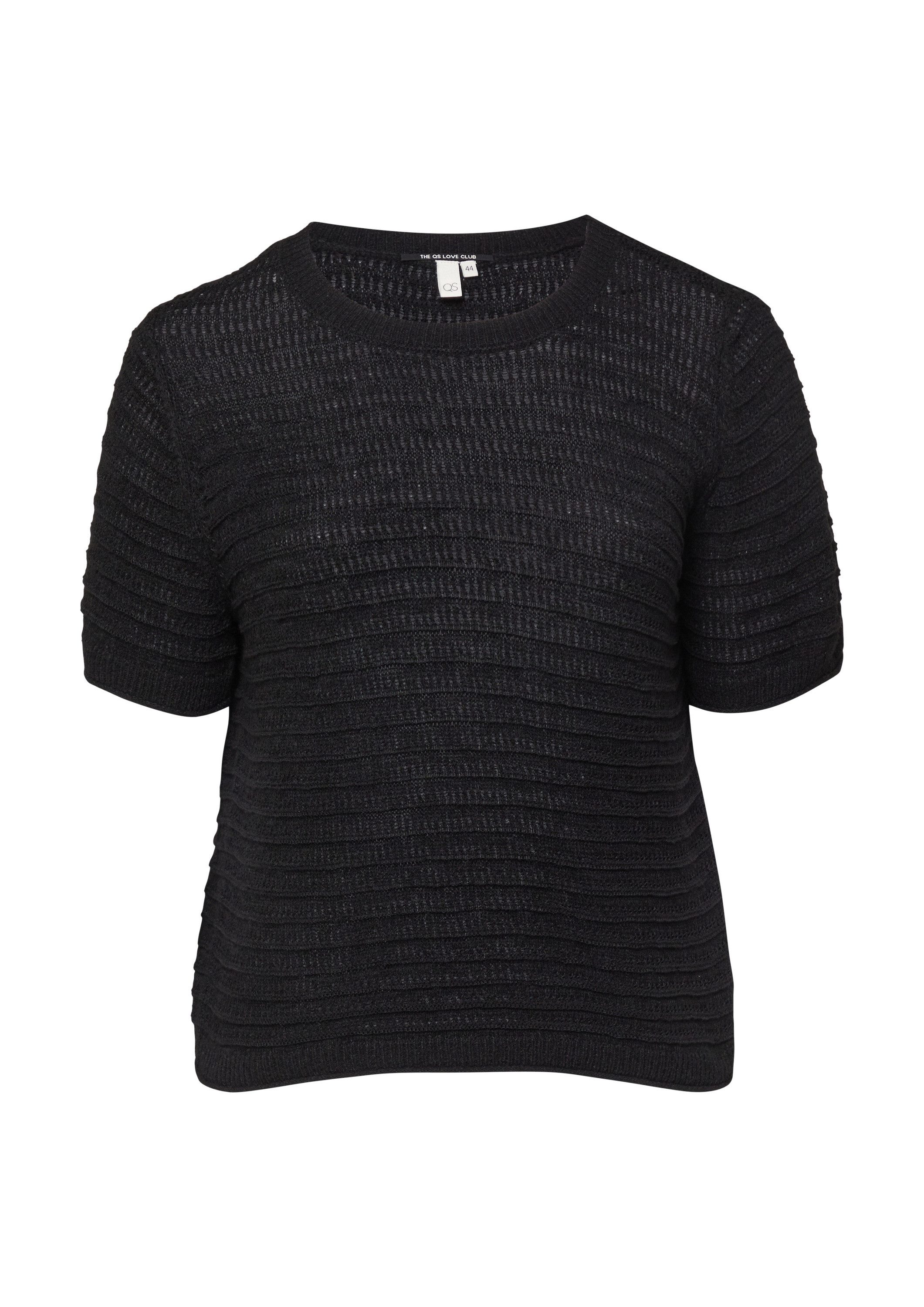 QS Kurzarmpullover Strickpullover Pullover mit Ajourmuster günstig online kaufen