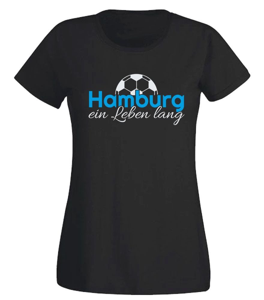 G-graphics T-Shirt Hamburg ein Leben lang Slim-fit Damen T-Shirt mit einem Motiv für den echten Fan