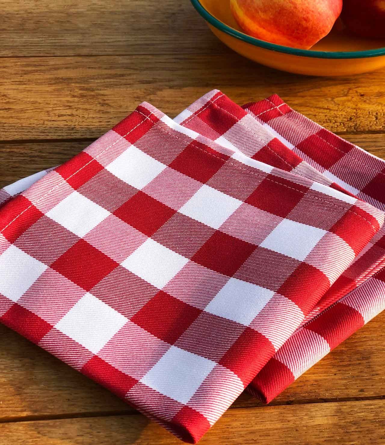 Libusch® Stoffserviette 10 Cocktailservietten, 30x30cm, (10-er Set, 10 St), rot-weiß kariert