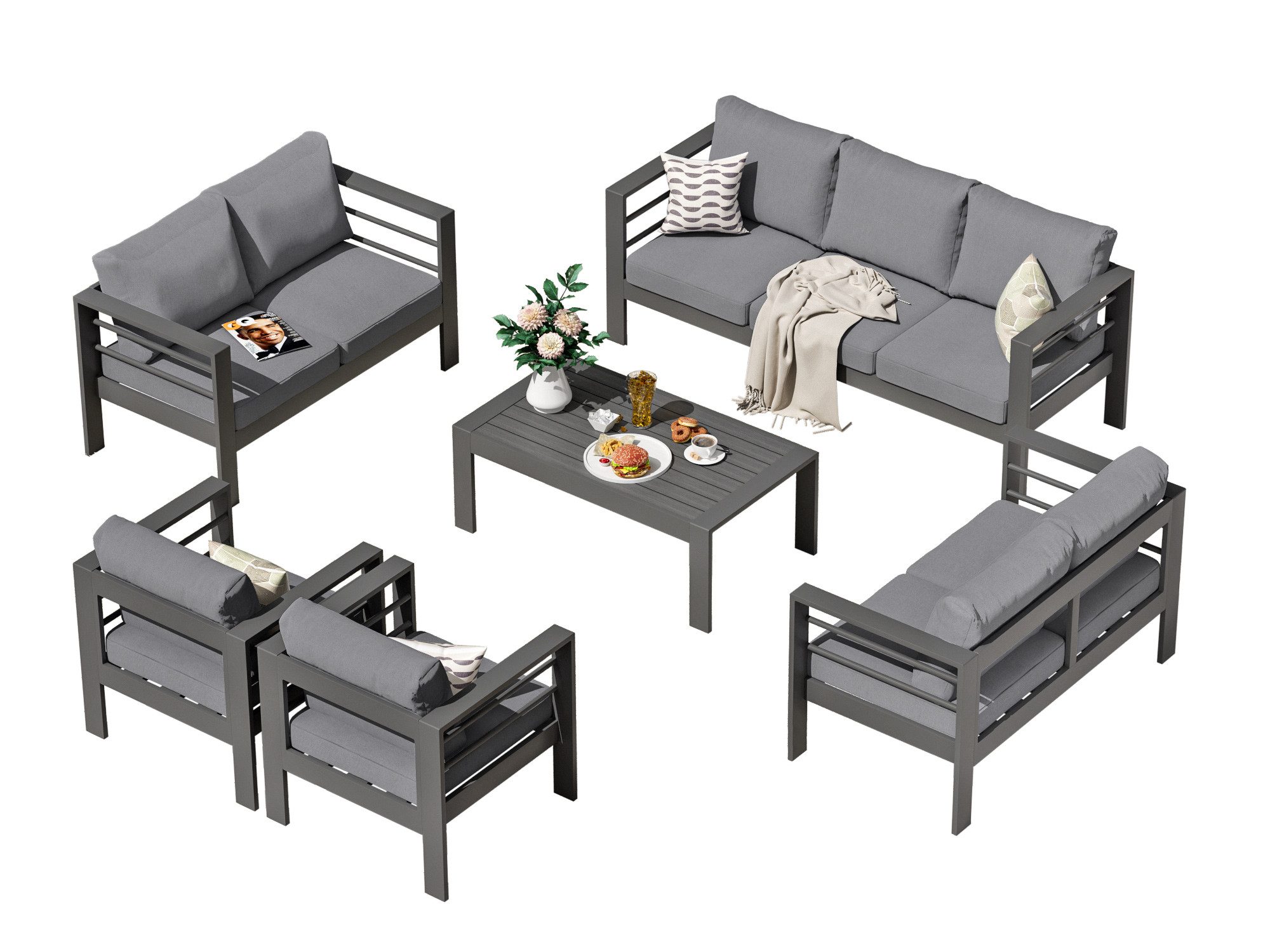 MeXo Gartenlounge-Set Gartenmöbel Set Aluminium outdoor günstig online kaufen