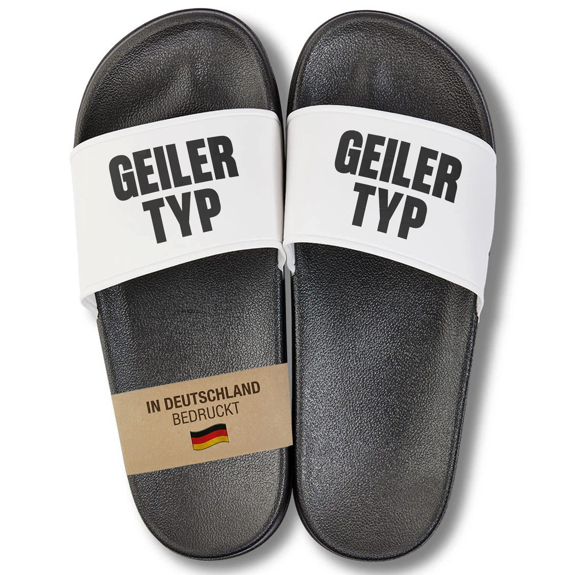 22Feels Lustiges Geschenk Freund Ehemann Badelatschen Männer Geiler Typ Badepantolette IN DEUTSCHLAND BEDRUCKT