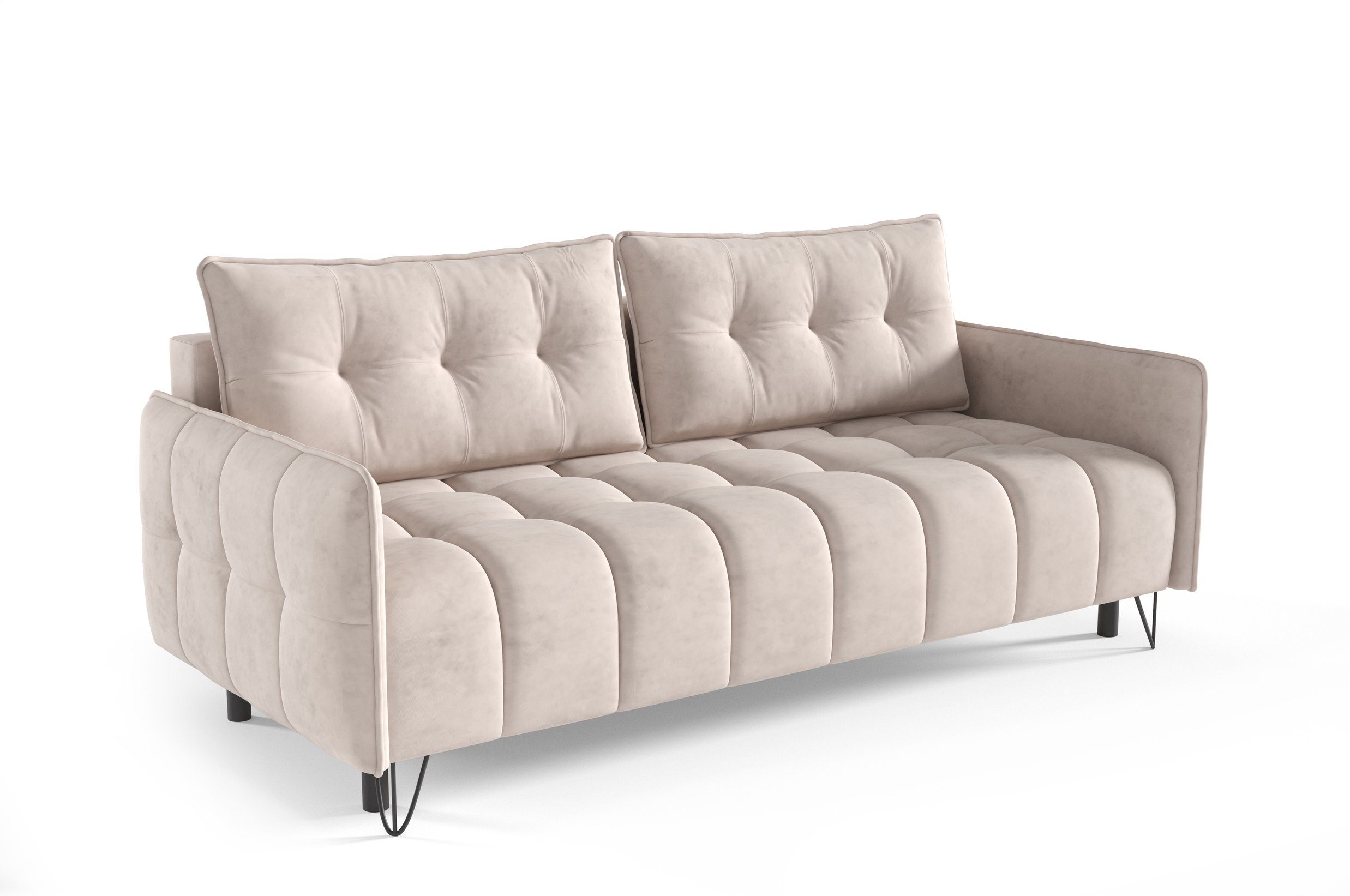 MOEBLO Schlafsofa PLUM, Sofa Couch für Wohnzimmer Polstersofa Sofagarnitur Wohnlandschaft mit Bettfunktion - (BxHxT): 218x95x104 cm, mit Schlaffunktion und Bettkasten