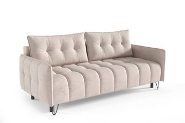 MOEBLO Schlafsofa PLUM, Sofa Couch für Wohnzimmer Polstersofa Sofagarnitur Wohnlandschaft mit Bettfunktion - (BxHxT): 218x95x104 cm, mit Schlaffunktion und Bettkasten