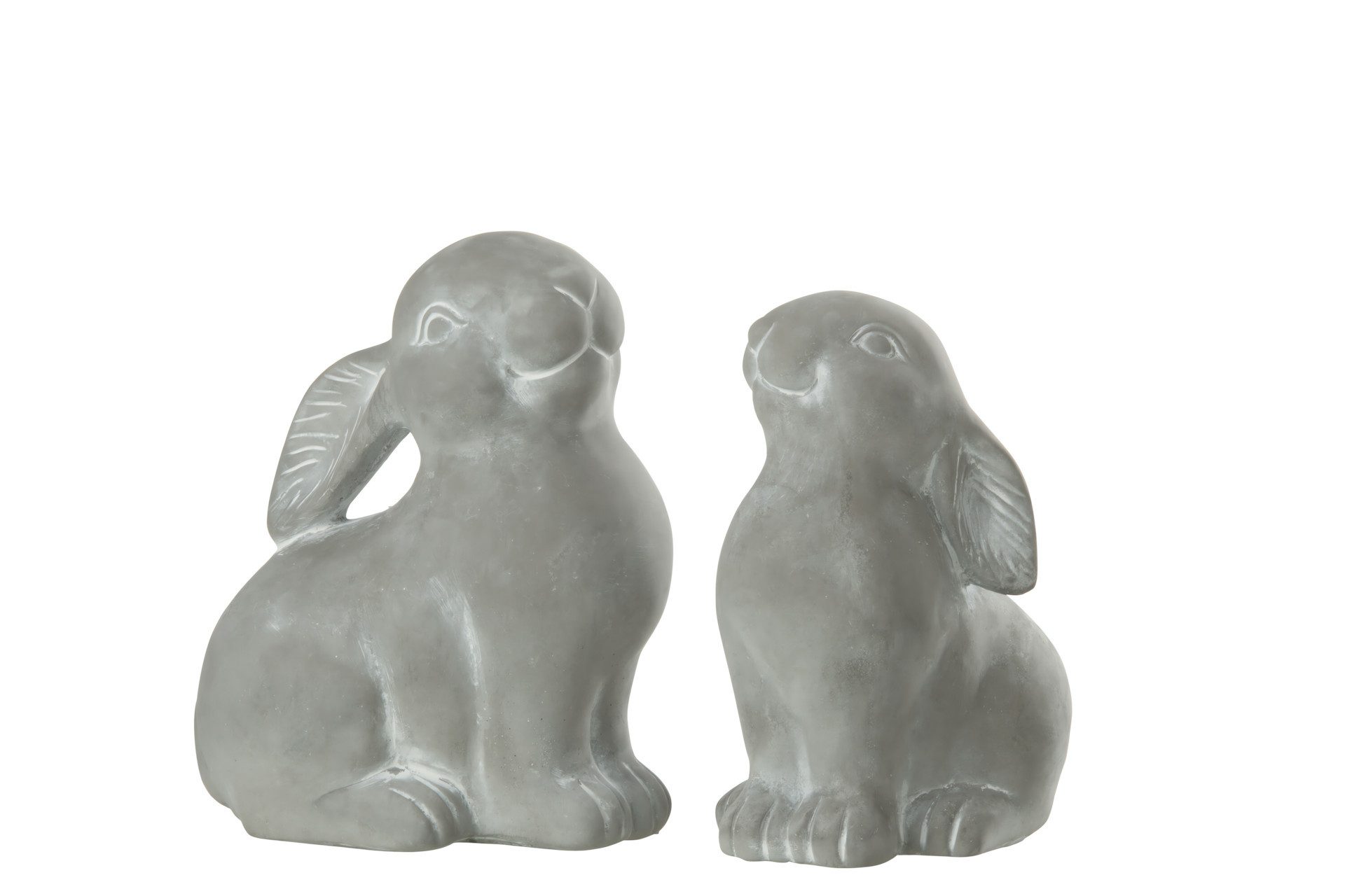 J-line Dekofigur Hasen Figuren aus Zement grau 2er Set